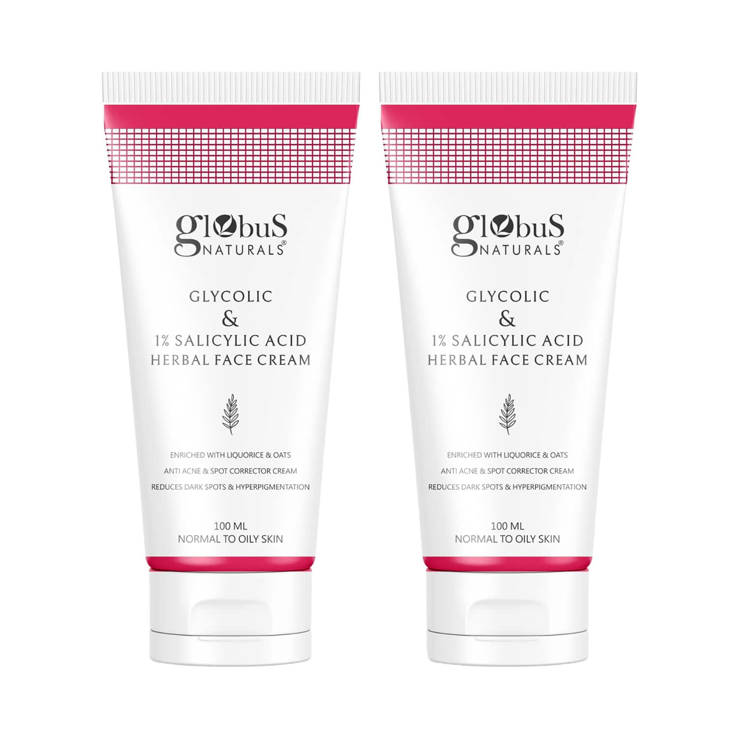 Globus Naturals | Globus Naturals Glycolic & 1% Salicylic Acid Herbal Anti Acne Face Cream Enriched With Oats (2 Pcs)