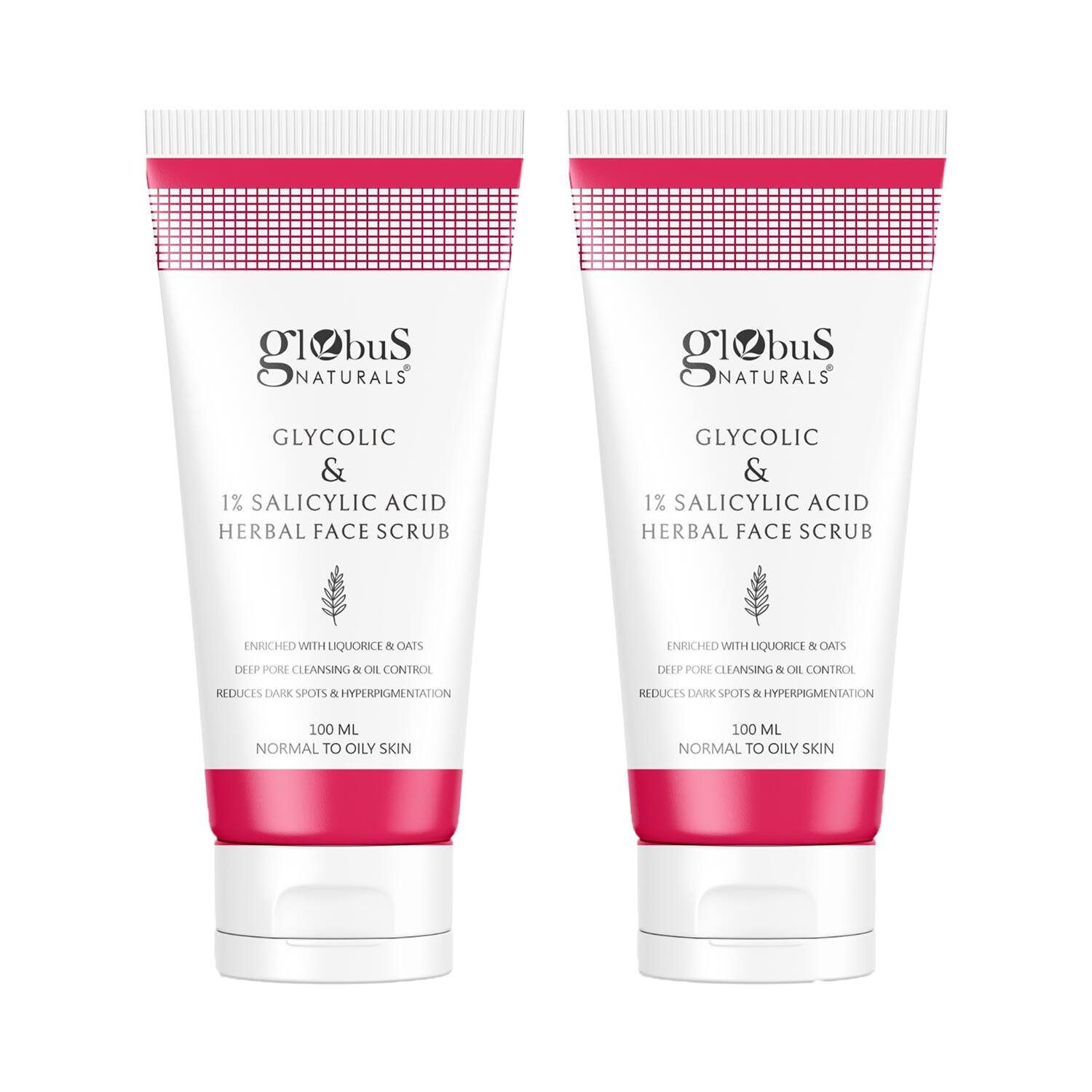 Globus Naturals | Globus Naturals Glycolic & 1% Salicylic Acid Herbal Anti Acne Face Scrub Enriched With Oats (2 Pcs)