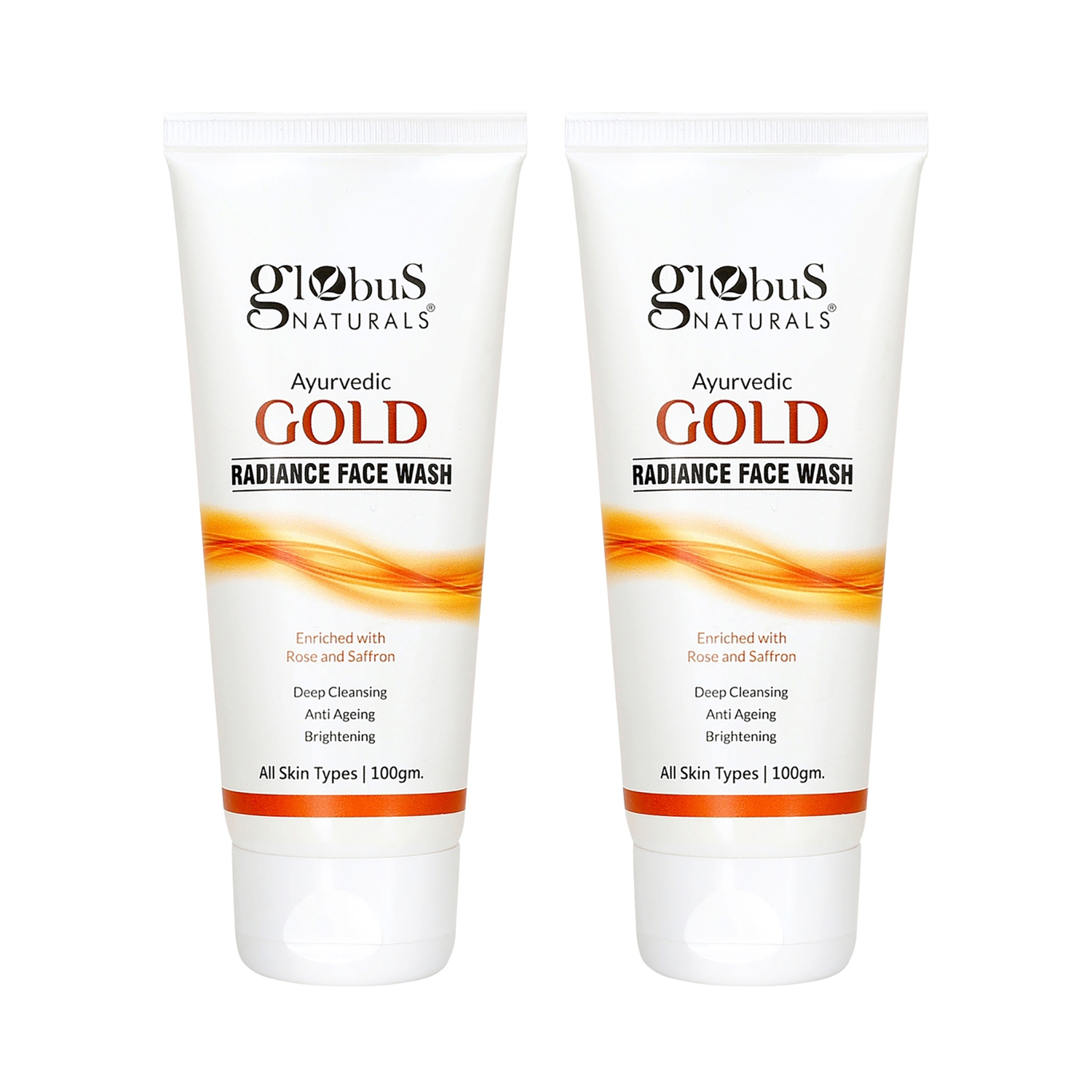 Globus Naturals | Globus Naturals Gold Radiance Anti Ageing & Brightening Face Wash Enriched With Saffron & Rose (2pc)