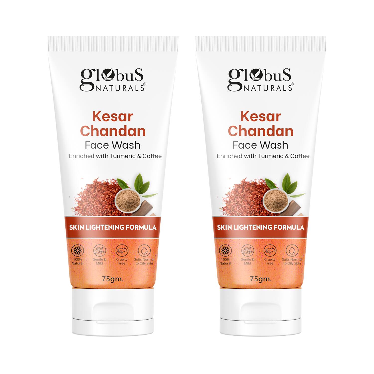 Globus Naturals | Globus Naturals Kesar Chandan Skin Lightening & Tan Removal Face Wash (2 Pcs)