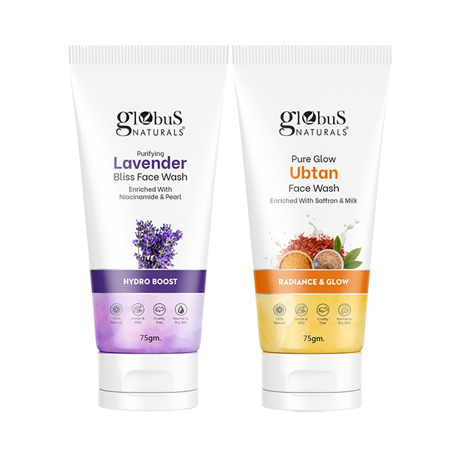 Globus Naturals | Globus Naturals Hydro Boost Lavender & Glow Ubtan Face Wash Combo (2 Pcs)
