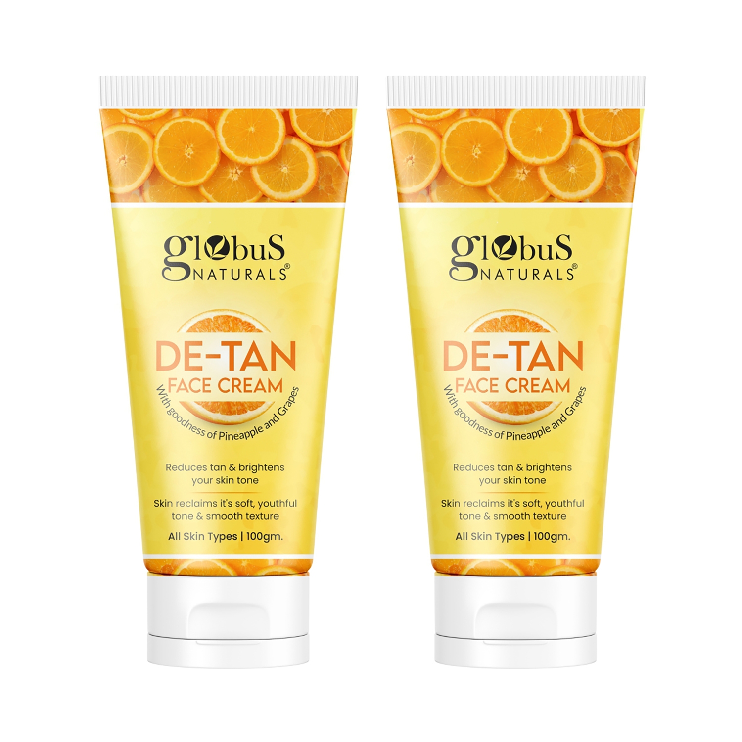 Globus Naturals De Tan Face Cream Enriched With Pineapple & Grapes (2 Pcs)