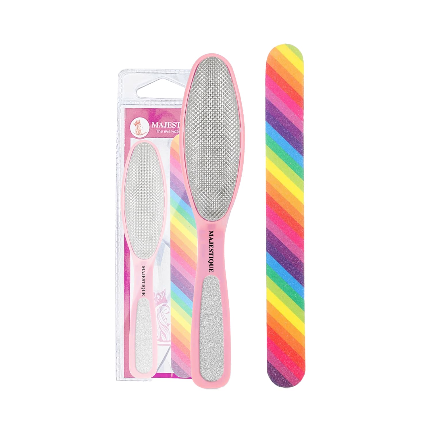 Majestique | Majestique 2 In 1 Plate Foot Scrubber & Emery Board Nail Filer - Color May Vary (2Pcs)