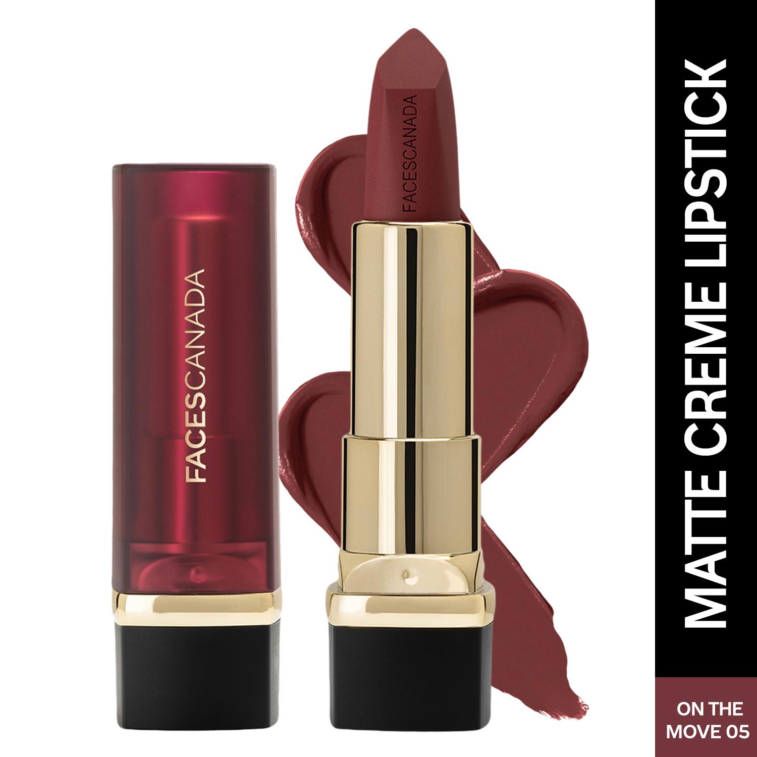 Faces Canada | Faces Canada Comfy Matte Crème Lipstick, 8HR Long Stay, Intense Color - On The Move 05 (4.2 g)