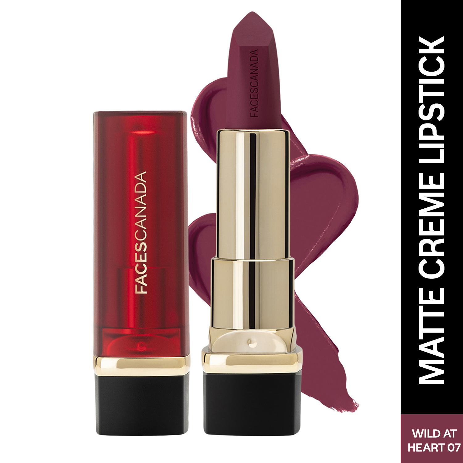 Faces Canada | Faces Canada Comfy Matte Crème Lipstick, 8HR Long Stay, Intense Color - Wild At Heart 07 (4.2 g)