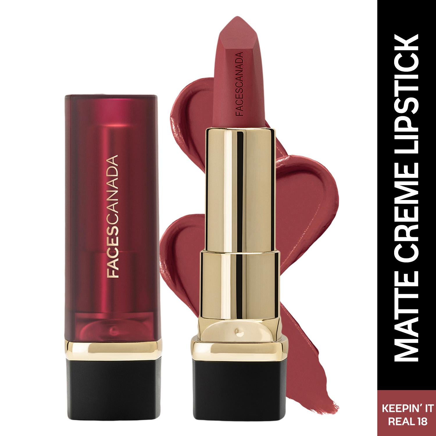Faces Canada | Faces Canada Comfy Matte Crème Lipstick, 8HR Long Stay, Intense Color - Keepin’ It Real 18 (4.2 g)