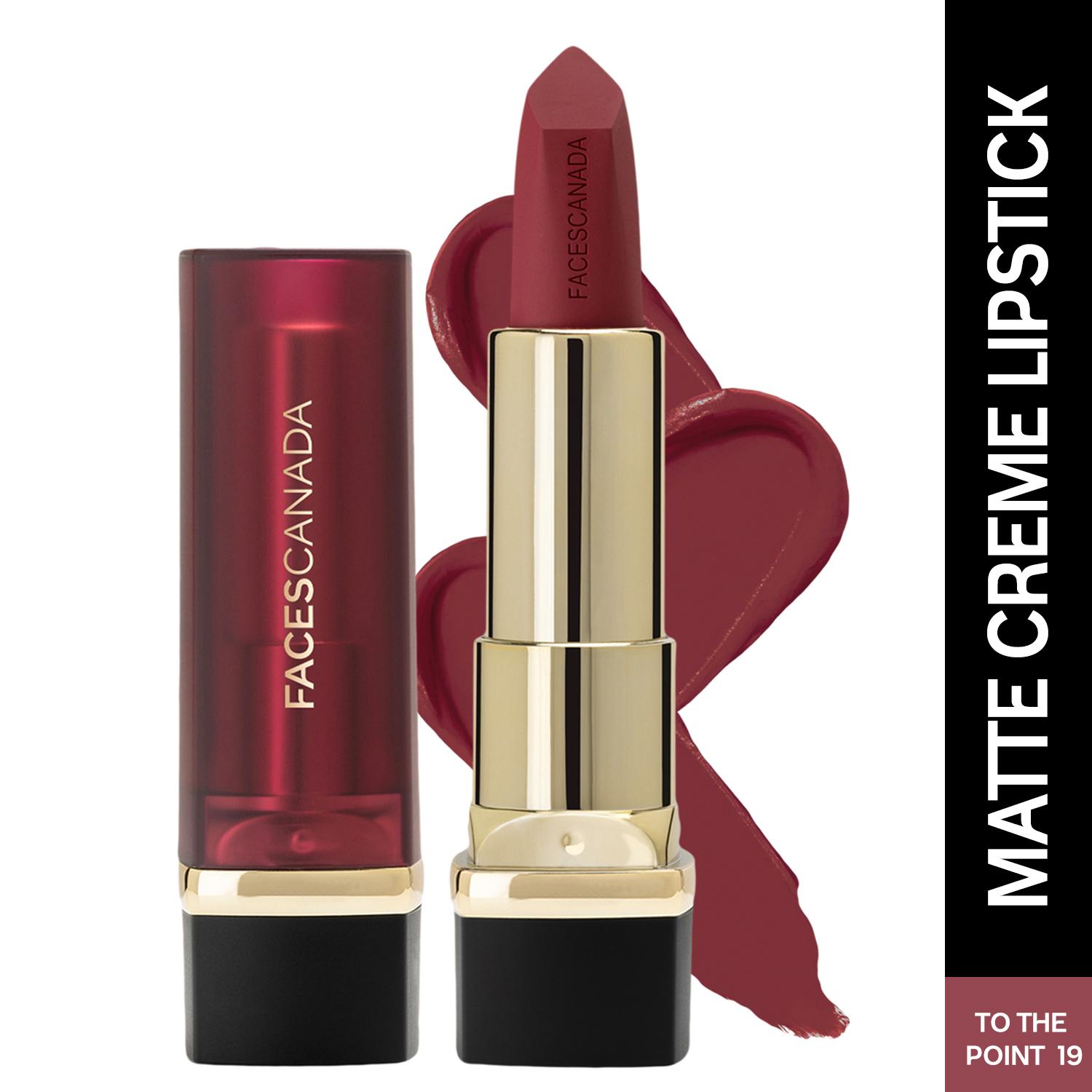 Faces Canada | Faces Canada Comfy Matte Crème Lipstick, 8HR Long Stay, Intense Color - To The Point 19 (4.2 g)