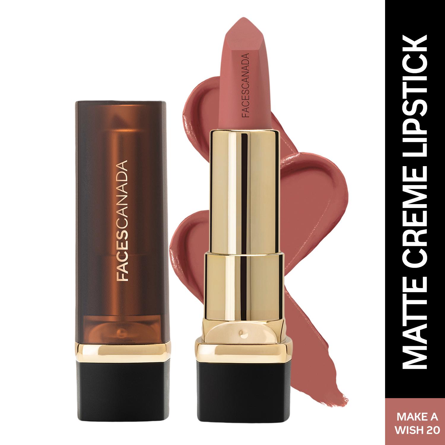 Faces Canada Comfy Matte Crème Lipstick, 8HR Long Stay, Intense Color - Make A Wish 20 (4.2 g)
