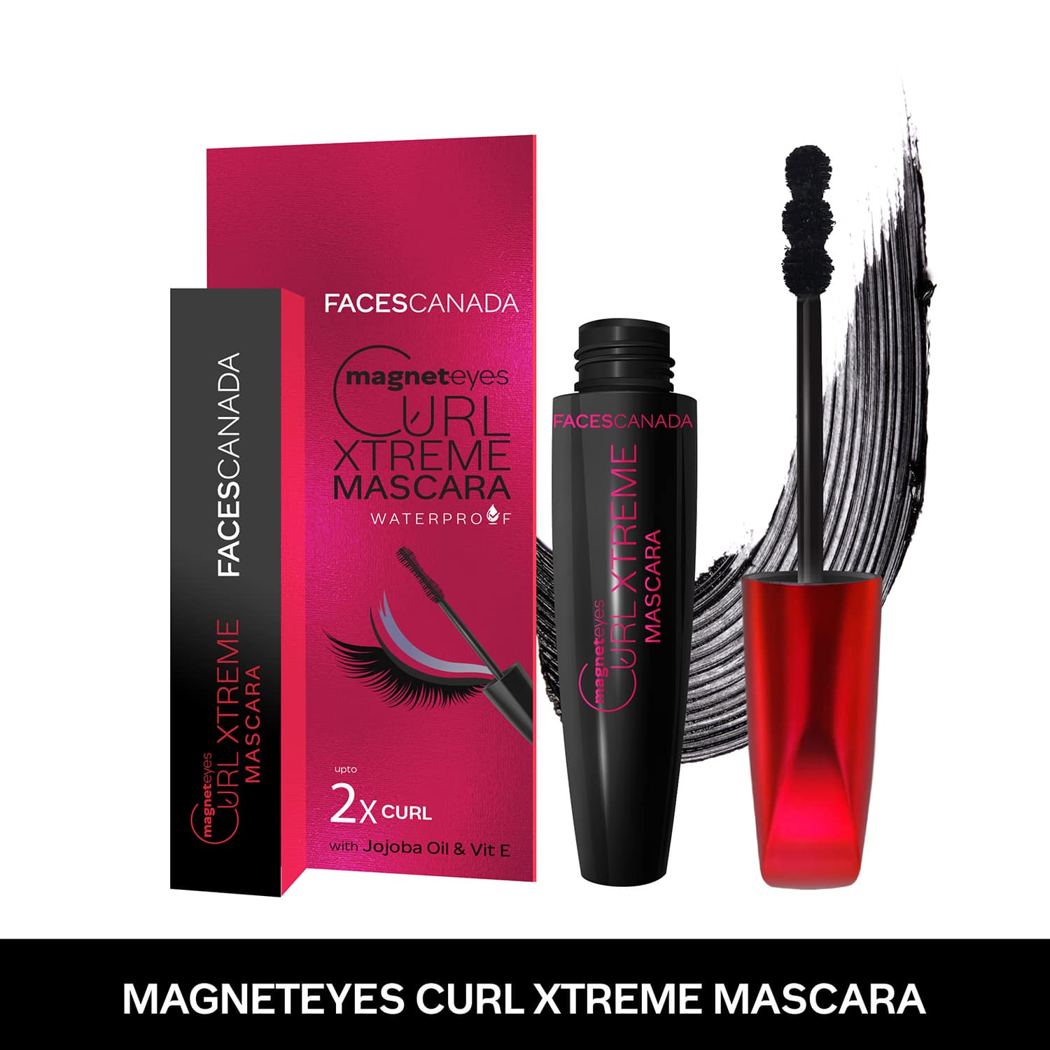 Faces Canada | Faces Canada Magneteyes Curl Xtreme Mascara - Black, Curls Lashes, Waterproof, Long Wear (8 g)