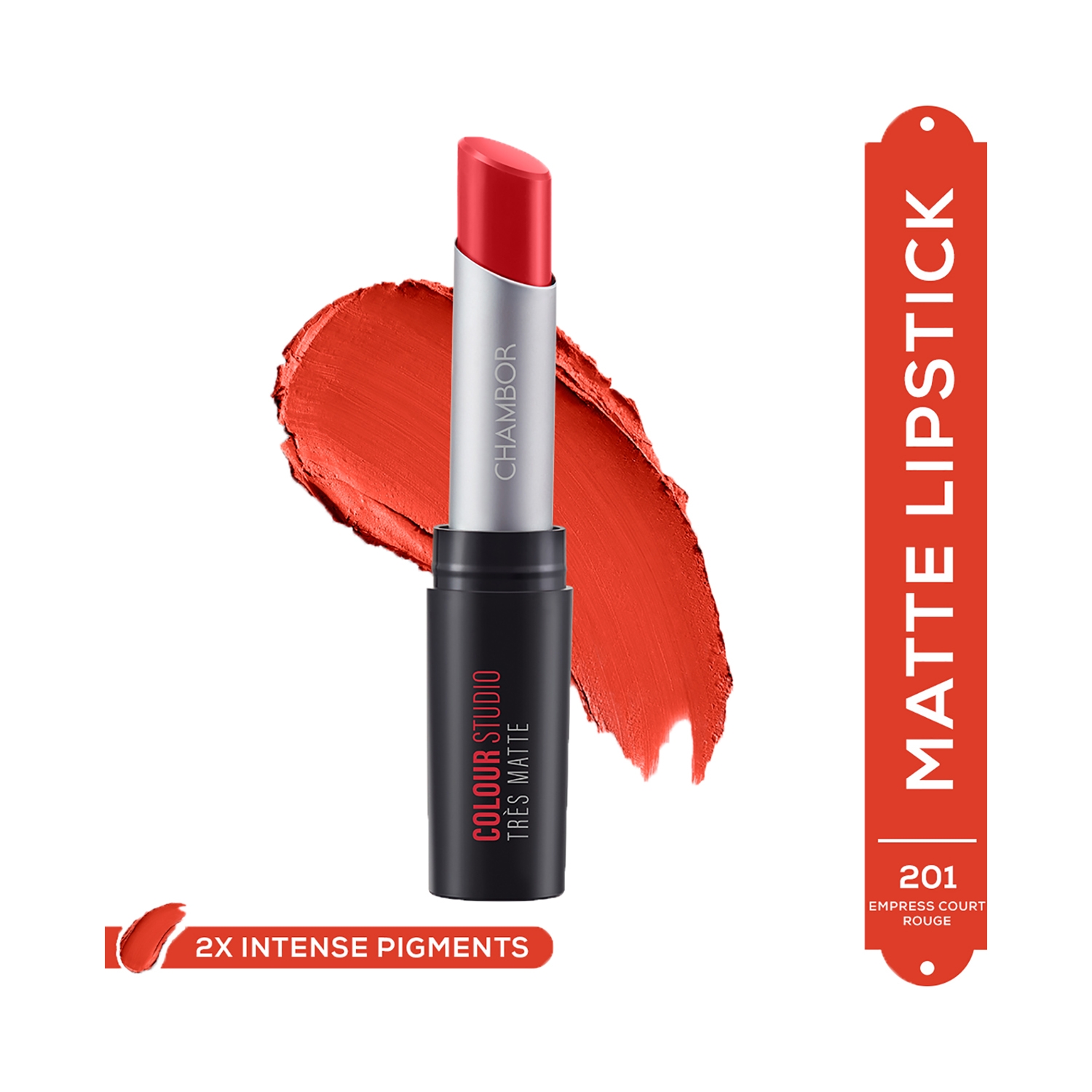 Chambor | Chambor Tres Matte Lipstick Lasting Bold Pigment with SPF 30 - N 201 Empress Court Rouge (3.2g)