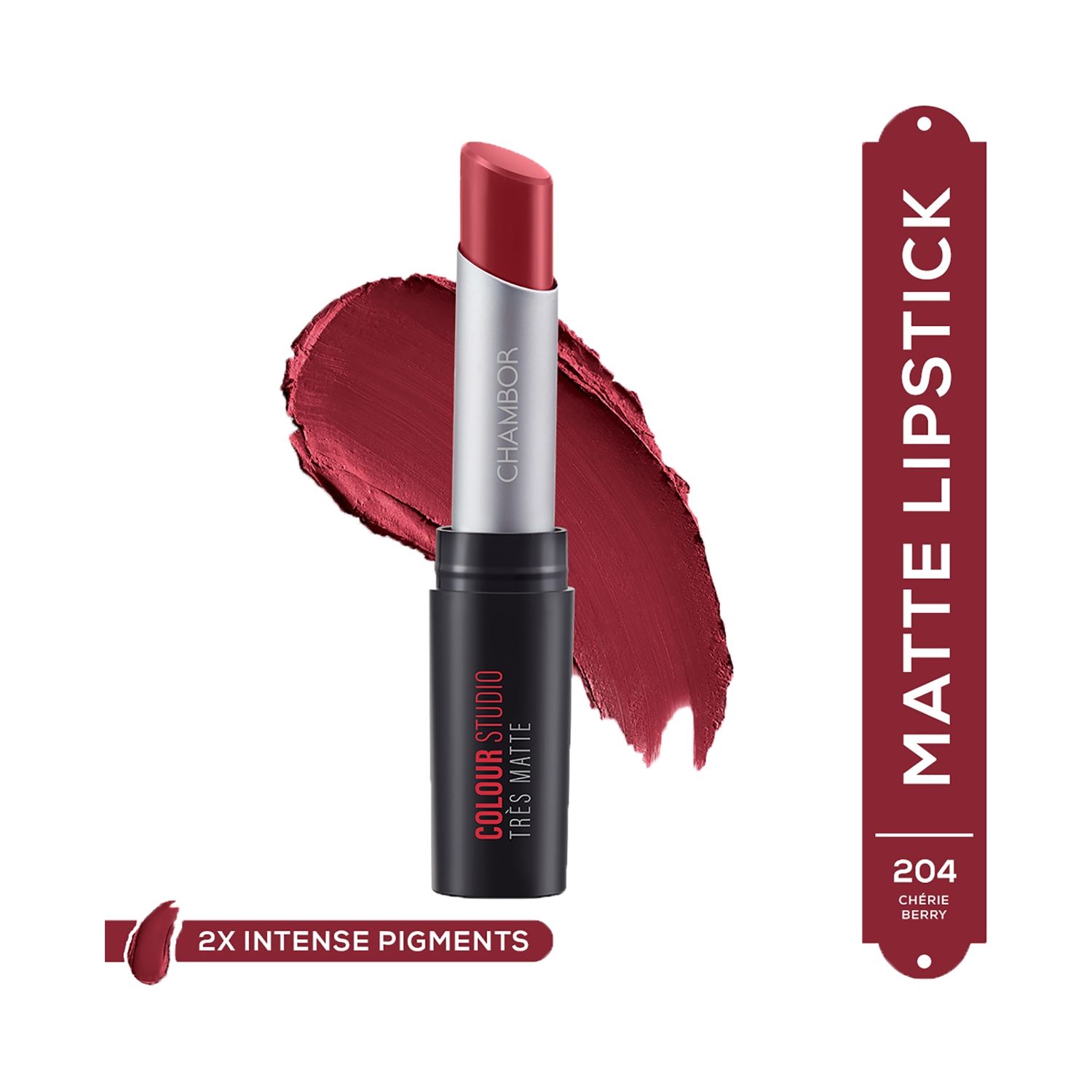 Chambor | Chambor Tres Matte Lipstick Lasting Bold Pigment with SPF 30 - N 204 Chérie Berry (3.2g)