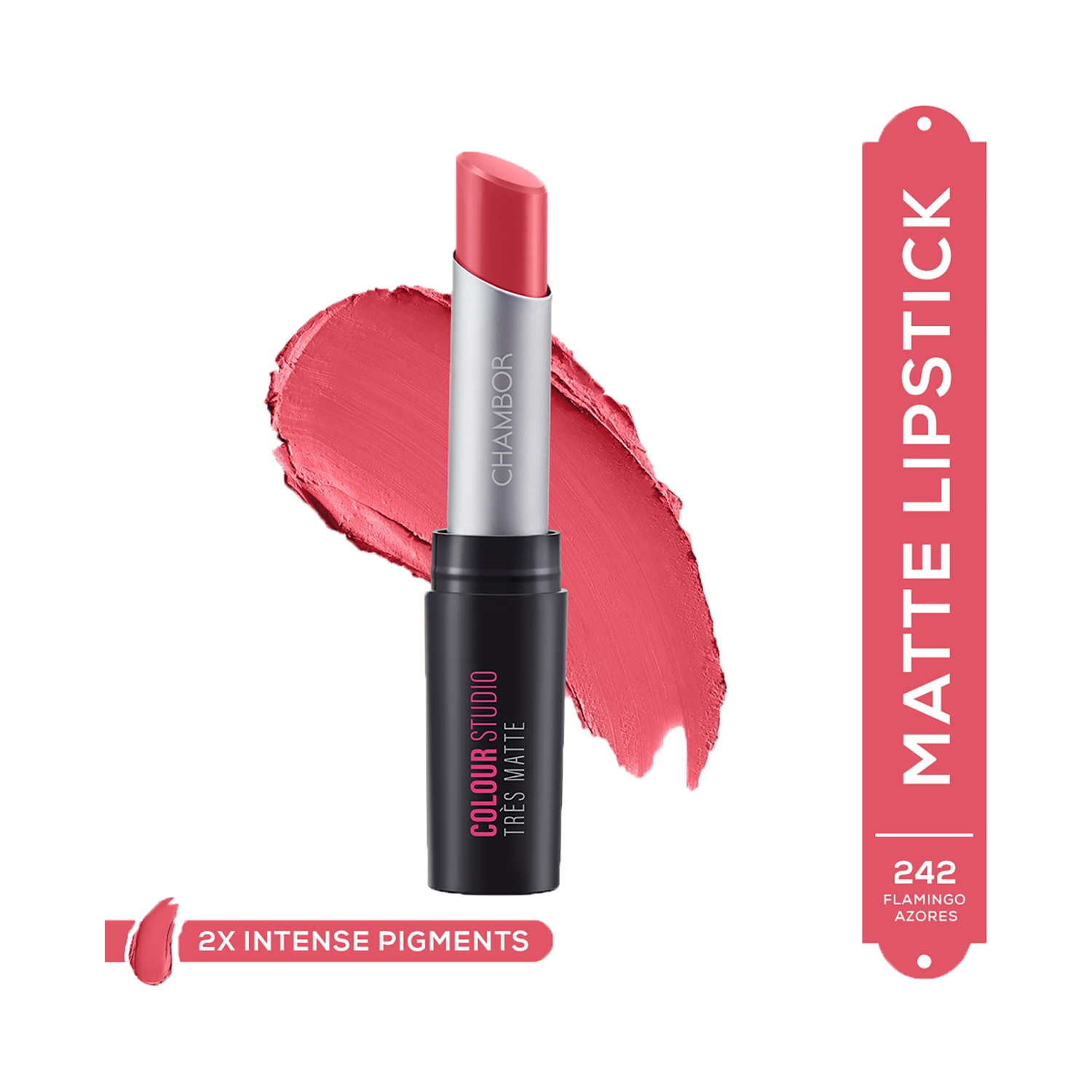 Chambor | Chambor Tres Matte Lipstick Lasting Bold Pigment with SPF 30 - N 242 Flamingo Azores (3.2g)