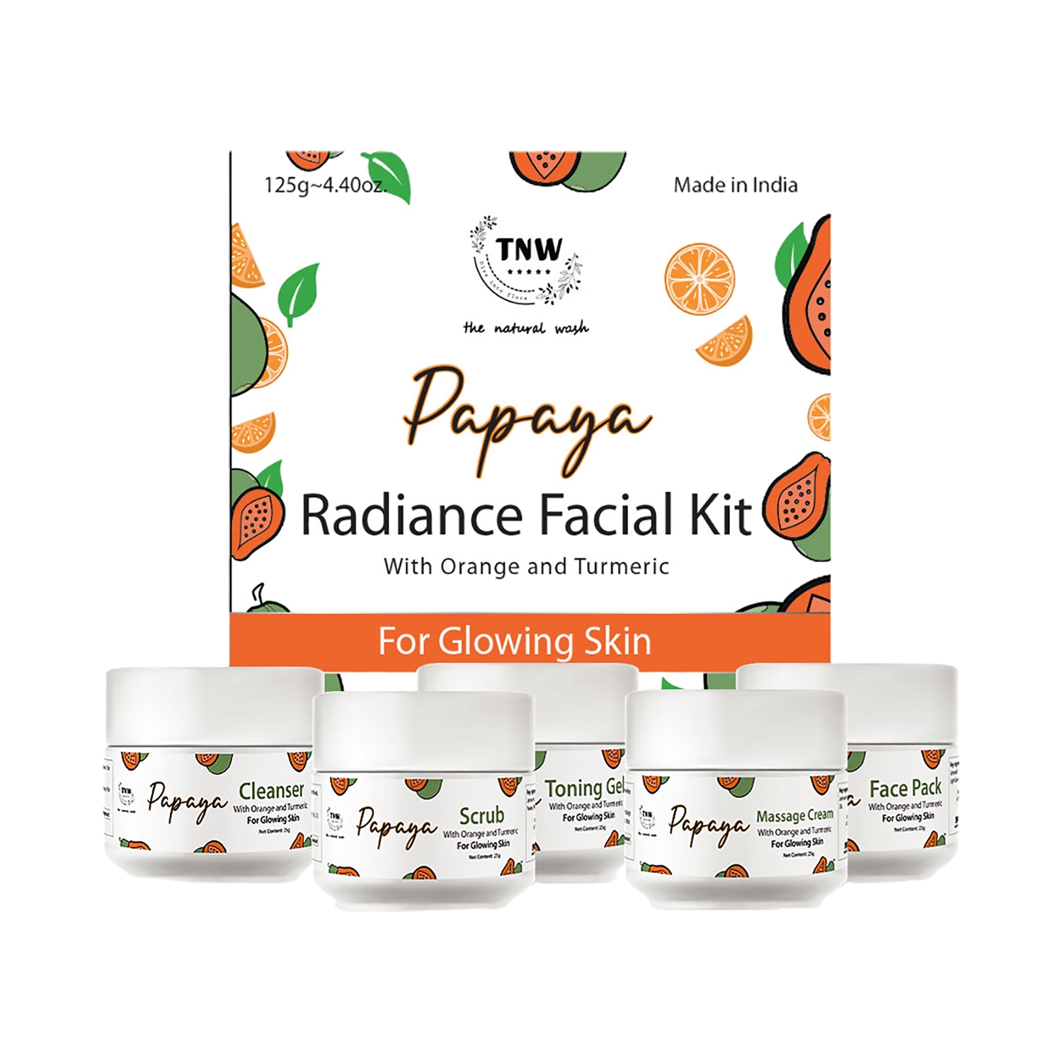TNW The Natural Wash | TNW The Natural Wash Papaya Radiance Facial Kit With Orange And Turmeric Extracts (125g)