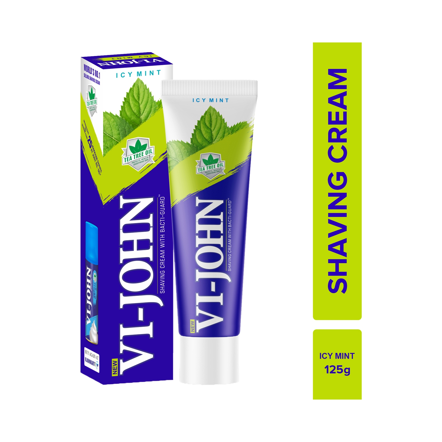 VI-JOHN | VI-JOHN Icy Mint Shaving Cream With Tea Tree Oil & Bacti-Guard (125g)