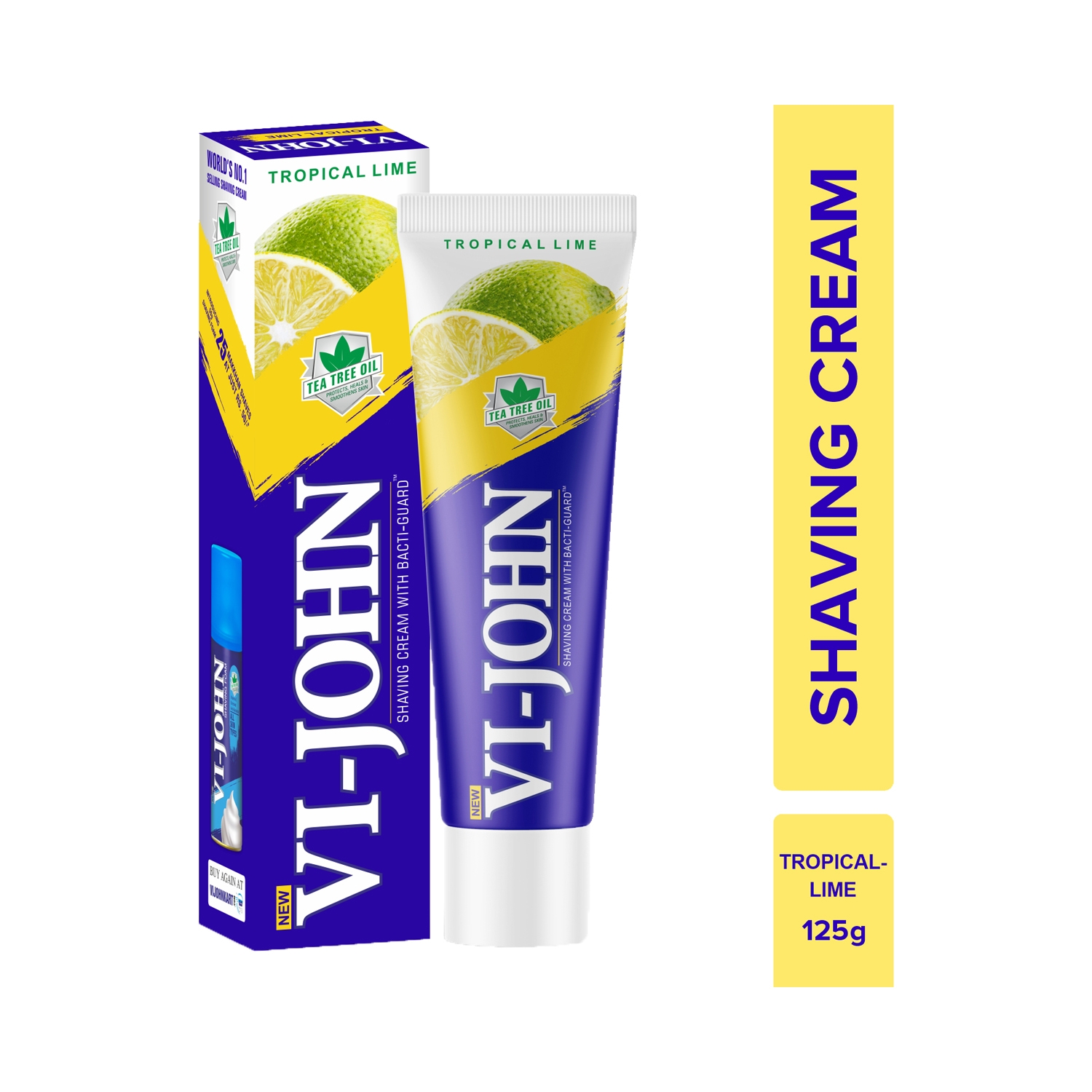 VI-JOHN | VI-JOHN Tropical Lime Shaving Cream With Tea Tree Oil & Bacti-Guard (125g)