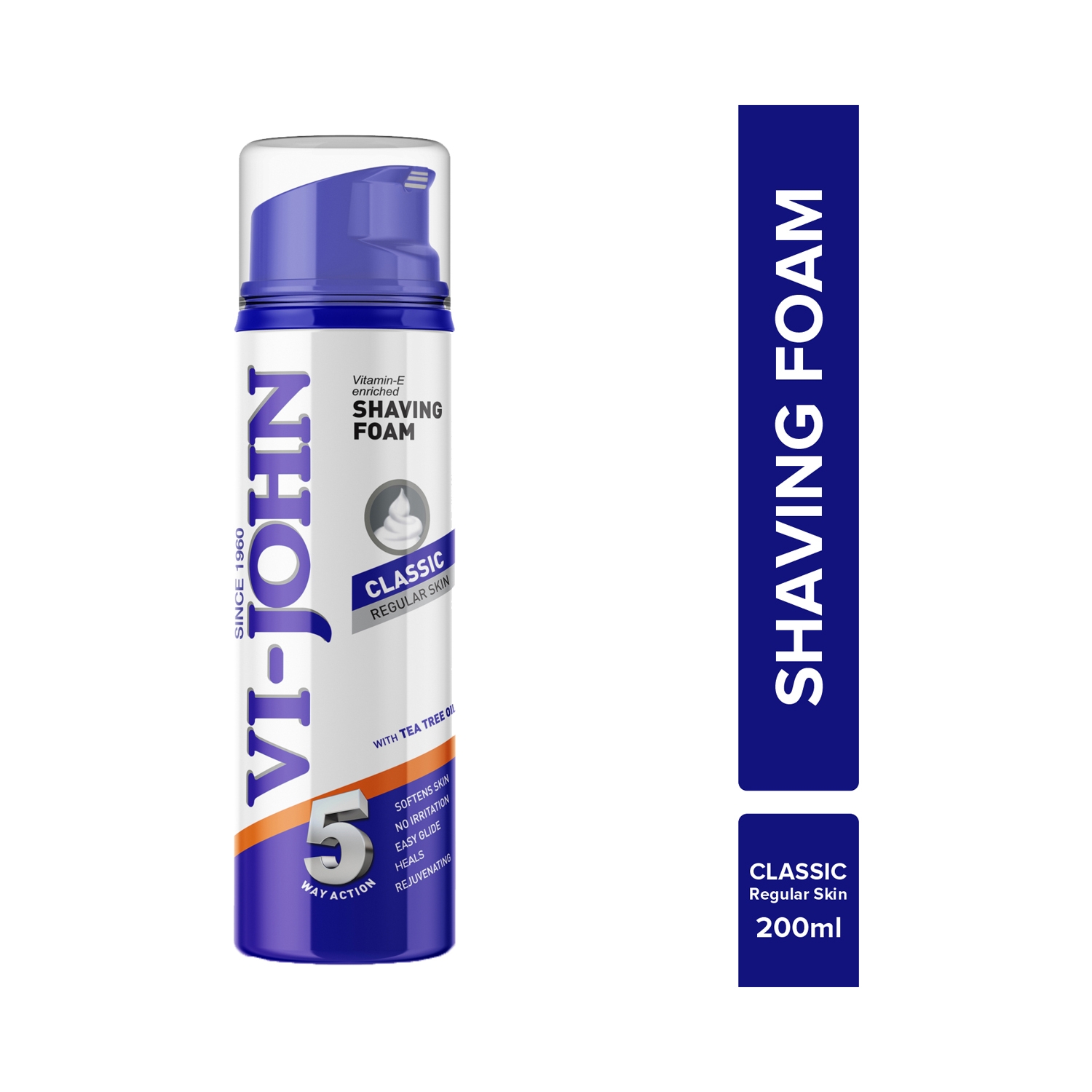 VI-JOHN | VI-JOHN Classic 5 Way Action Shaving Foam Enriched Vitamin E (200ml)