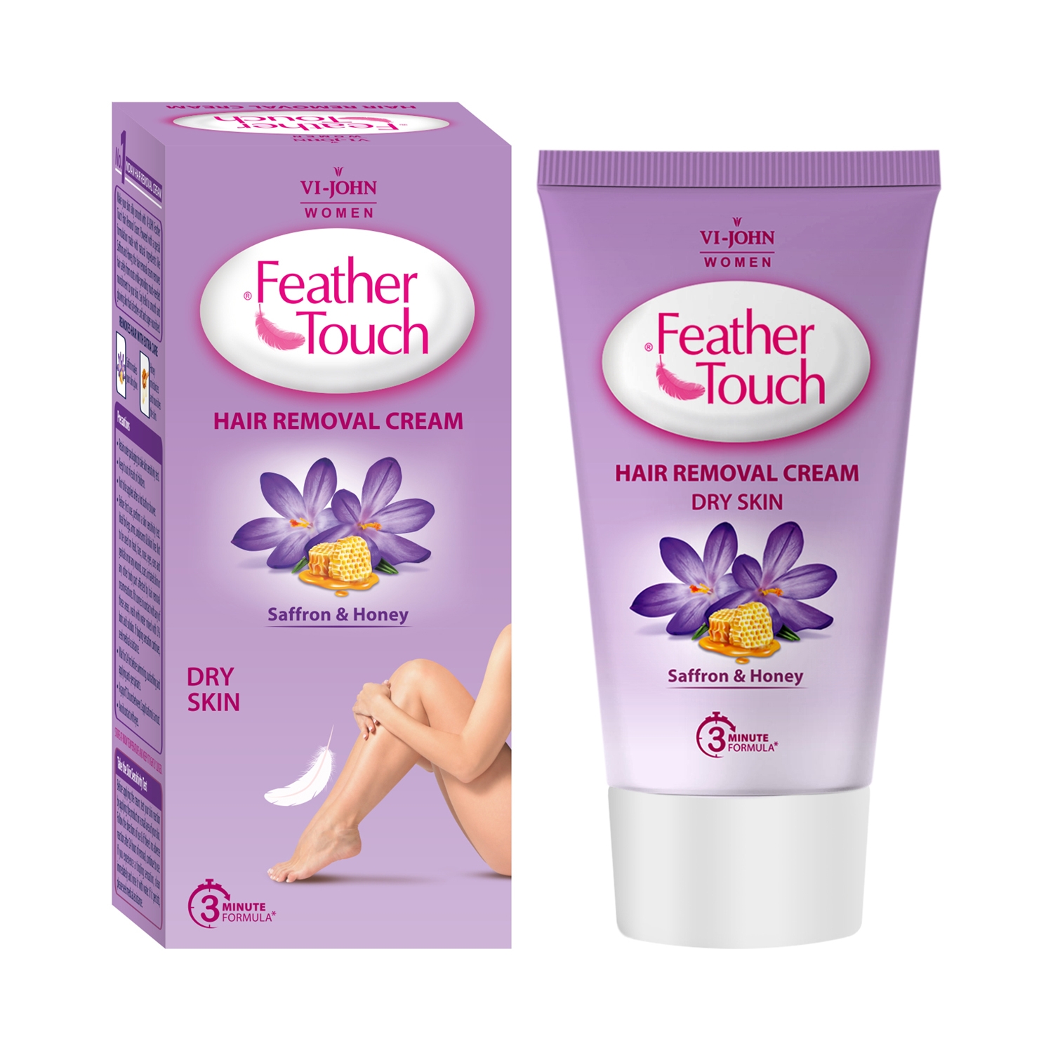 VI-JOHN | VI-JOHN Feather Touch Hair Removal Cream With Honey & Saffron Tube For Dry Skin (40g)