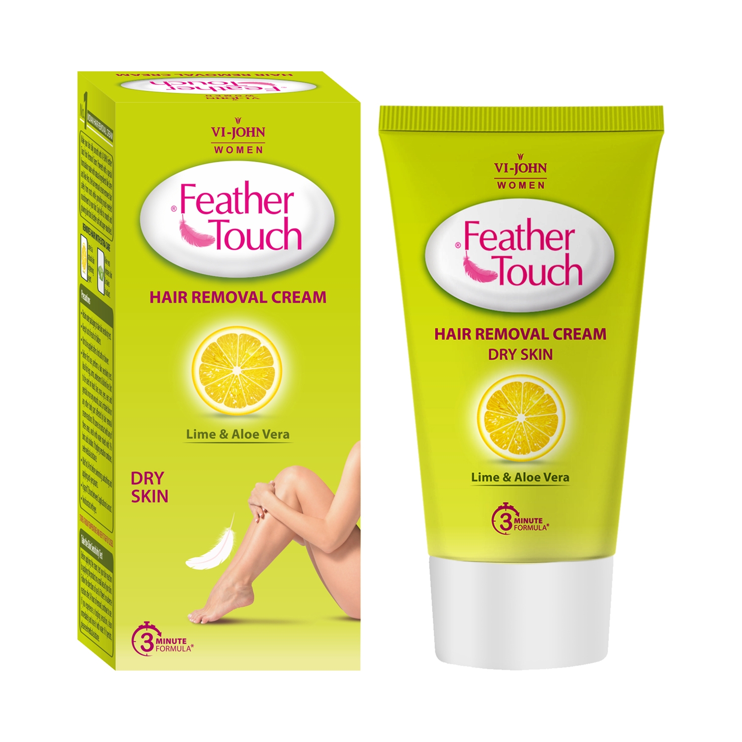 VI-JOHN Feather Touch Hair Removal Cream With Lime & Aloe Vera Tube For Dry Skin (40g)