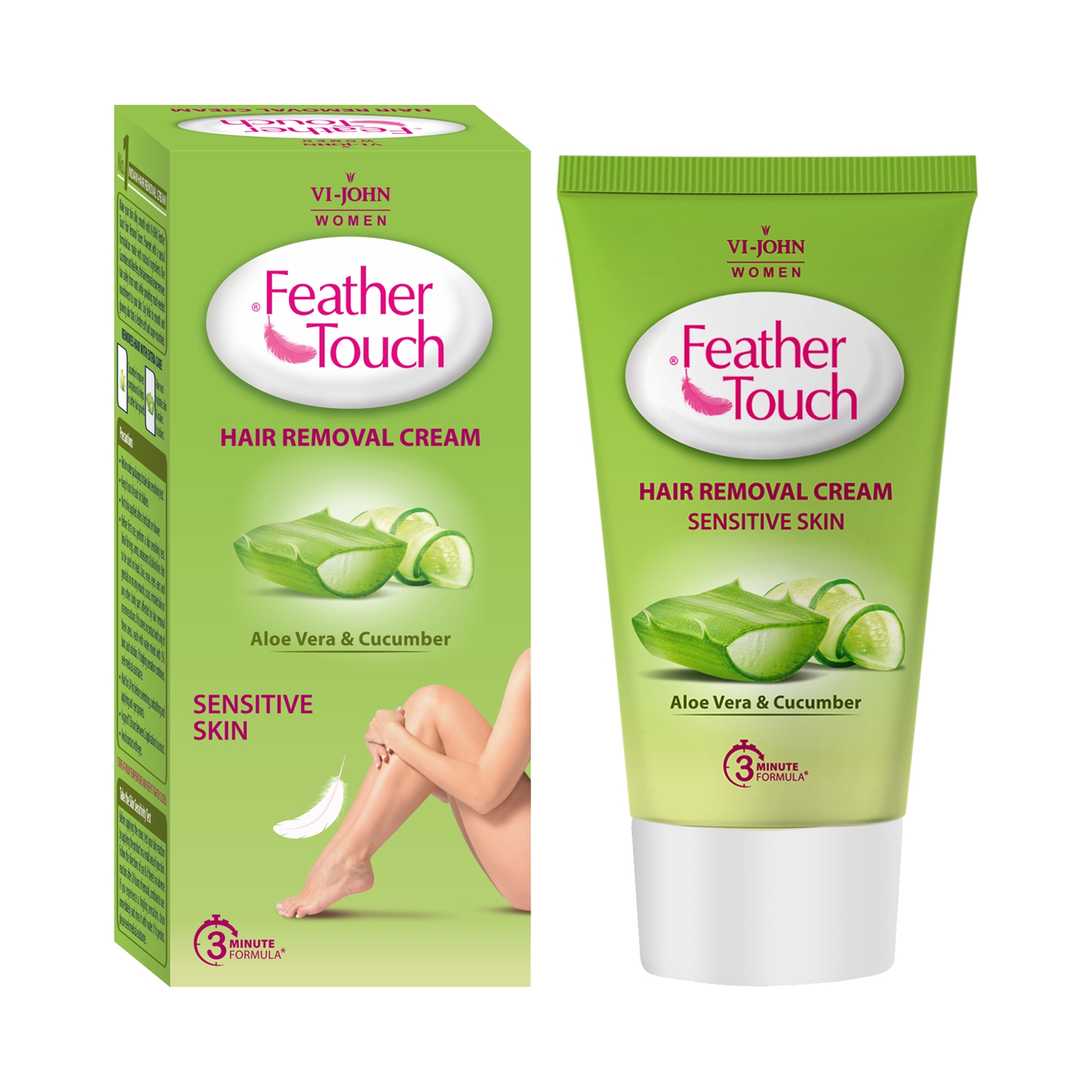 VI-JOHN | VI-JOHN Feather Touch Hair Removal Cream With Cucumber & Aloe Vera Tube For Sensitive Skin (40g)