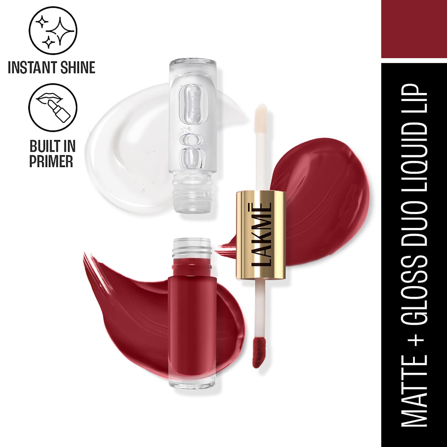 Lakme | Lakme 9 To 5 Double Duty Matte to Glass Liquid Lip - Vintage Red (7.6 ml)