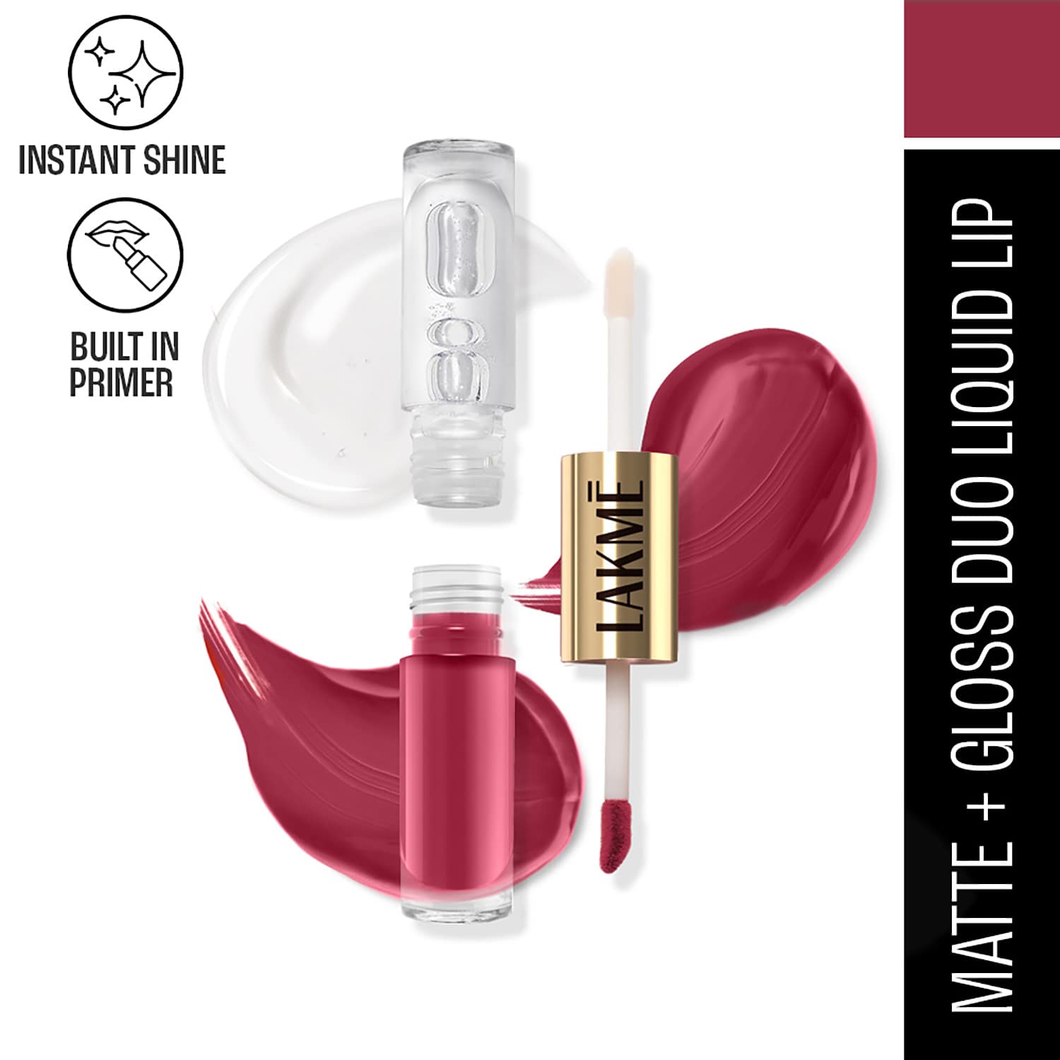 Lakme | Lakme 9 To 5 Double Duty Matte to Glass Liquid Lip - Fuchsia Pink (7.6 ml)