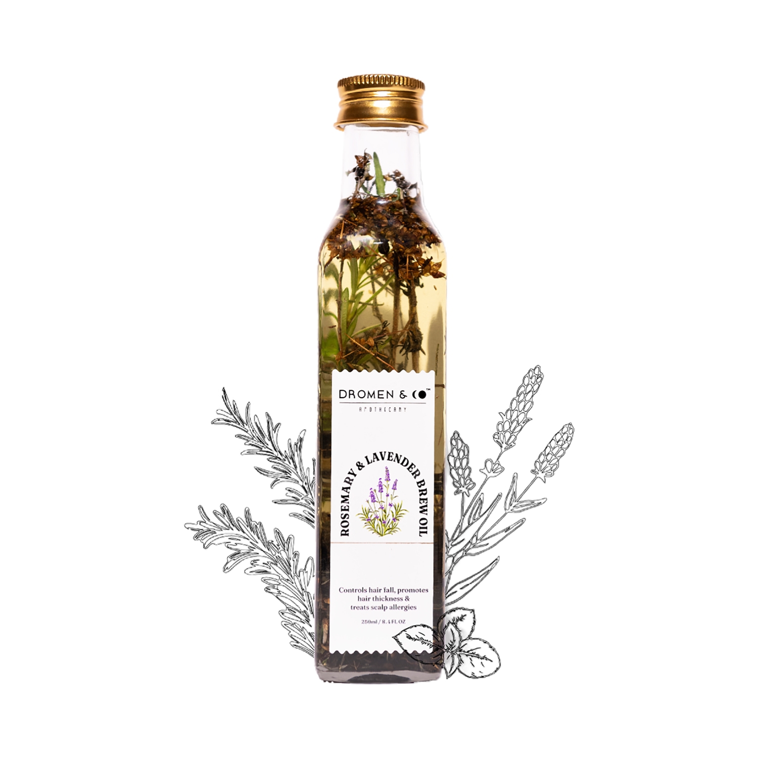 DROMEN & CO | DROMEN & CO Rosemary & Lavender Brew Oil For Hair Growth & Hair Fall Control (250ml)