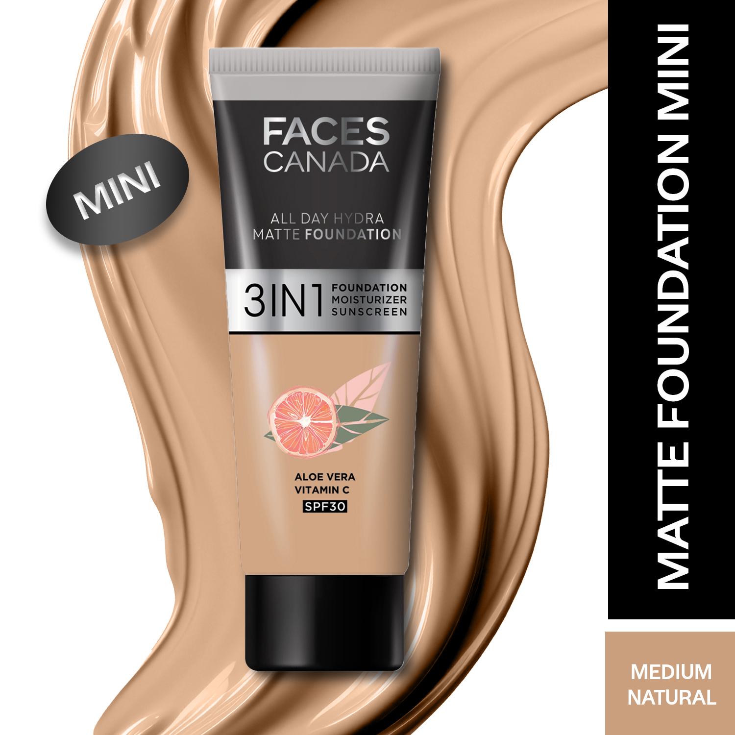 Faces Canada | Faces Canada 3In1 All Day Hydra Matte Foundation + Moisturizer + SPF 30 - Medium Natural 022 (15 ml)