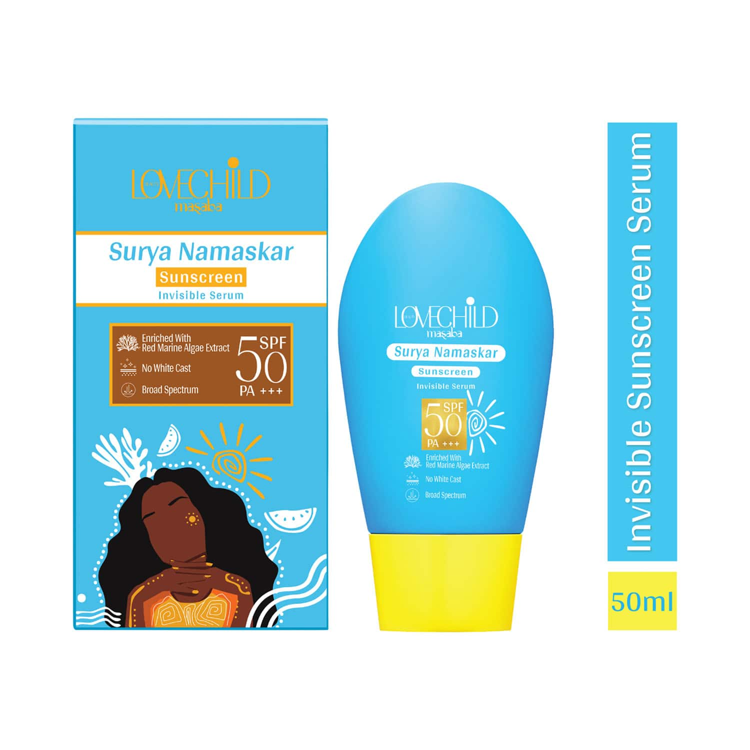 LoveChild Masaba | LoveChild Masaba Surya Namaskar Sunscreen Invisible Serum SPF 50 PA+++ (50ml)