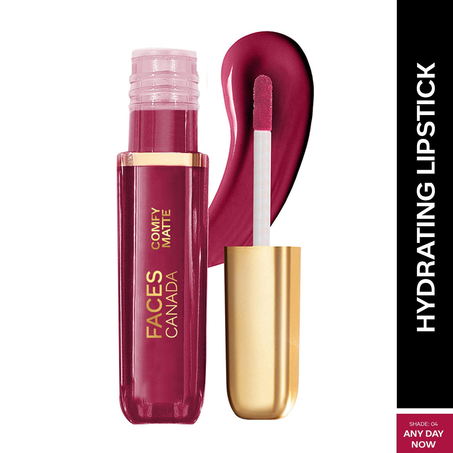 Faces Canada | Faces Canada Comfy Matte Liquid Lipstick, 10HR Stay, No Dryness - Any Day Now 04 (3 ml)