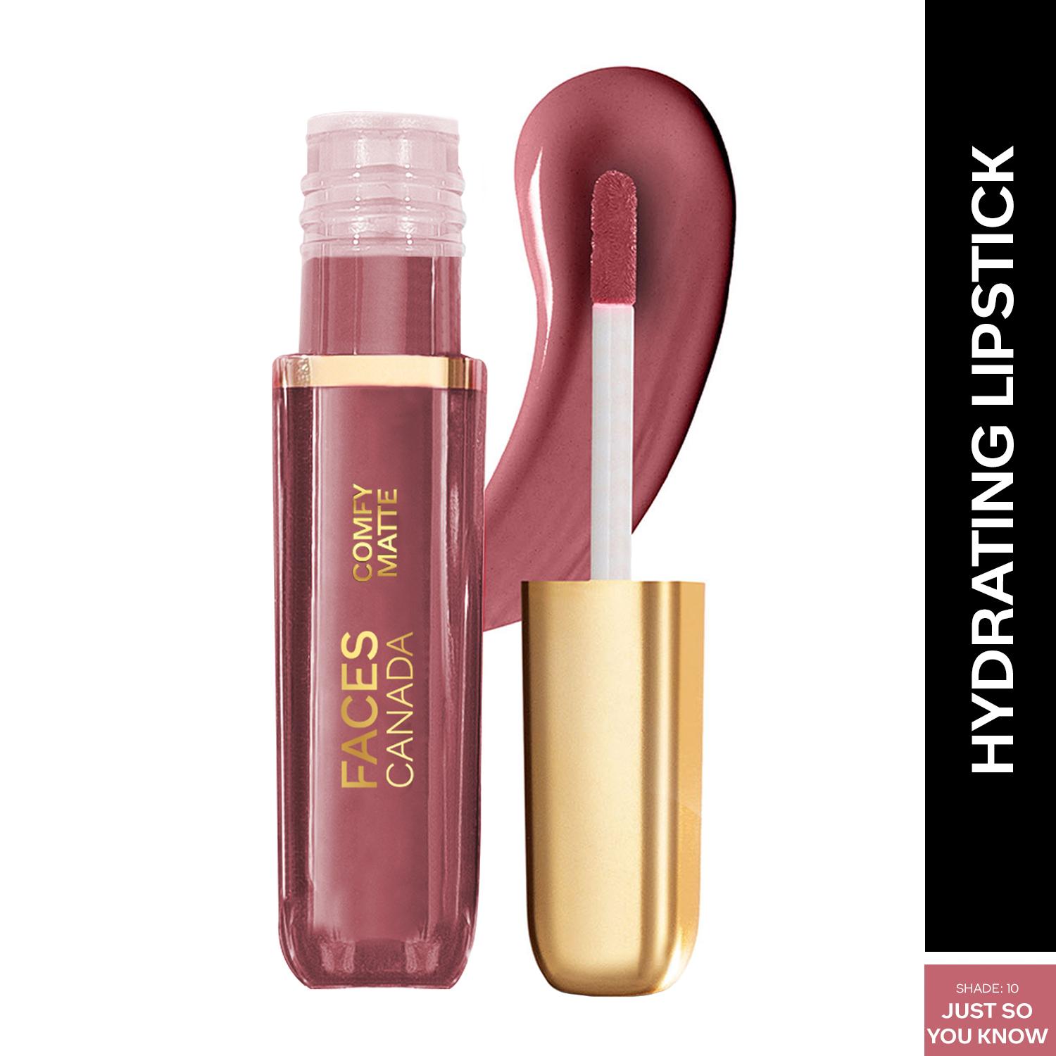 Faces Canada | Faces Canada Comfy Matte Liquid Lipstick, 10HR Stay, No Dryness - Just So You Know 10 (3 ml)