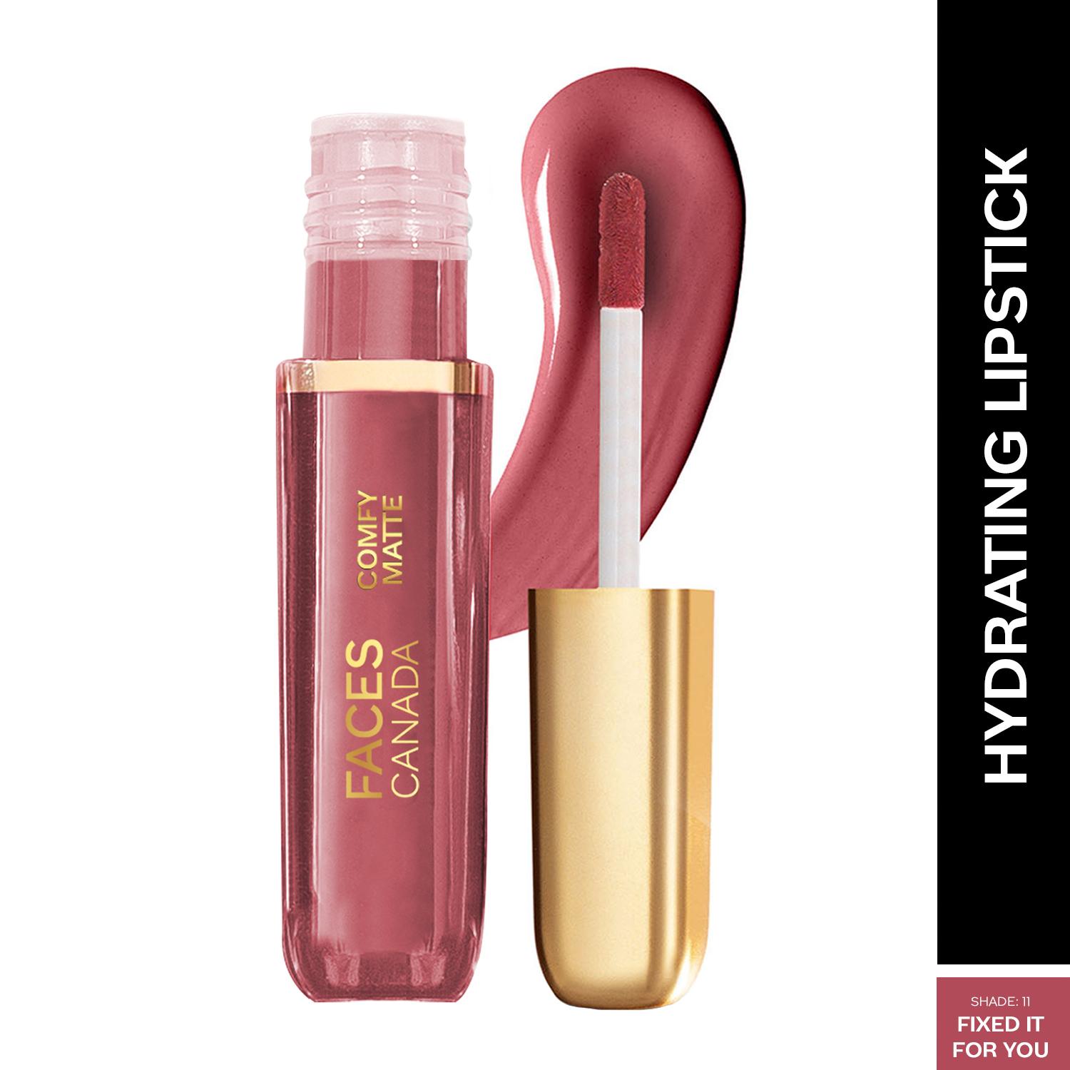 Faces Canada | Faces Canada Comfy Matte Liquid Lipstick, 10HR Stay, No Dryness - Fixed It For You 11 (3 ml)
