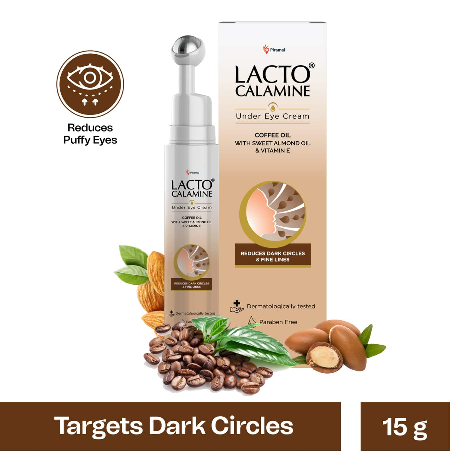 Lacto Calamine | Lacto Calamine Under Eye Cream for Dark Circles with Coffee Oil,Vitamin E, B3 & Multi-Peptides (30g)