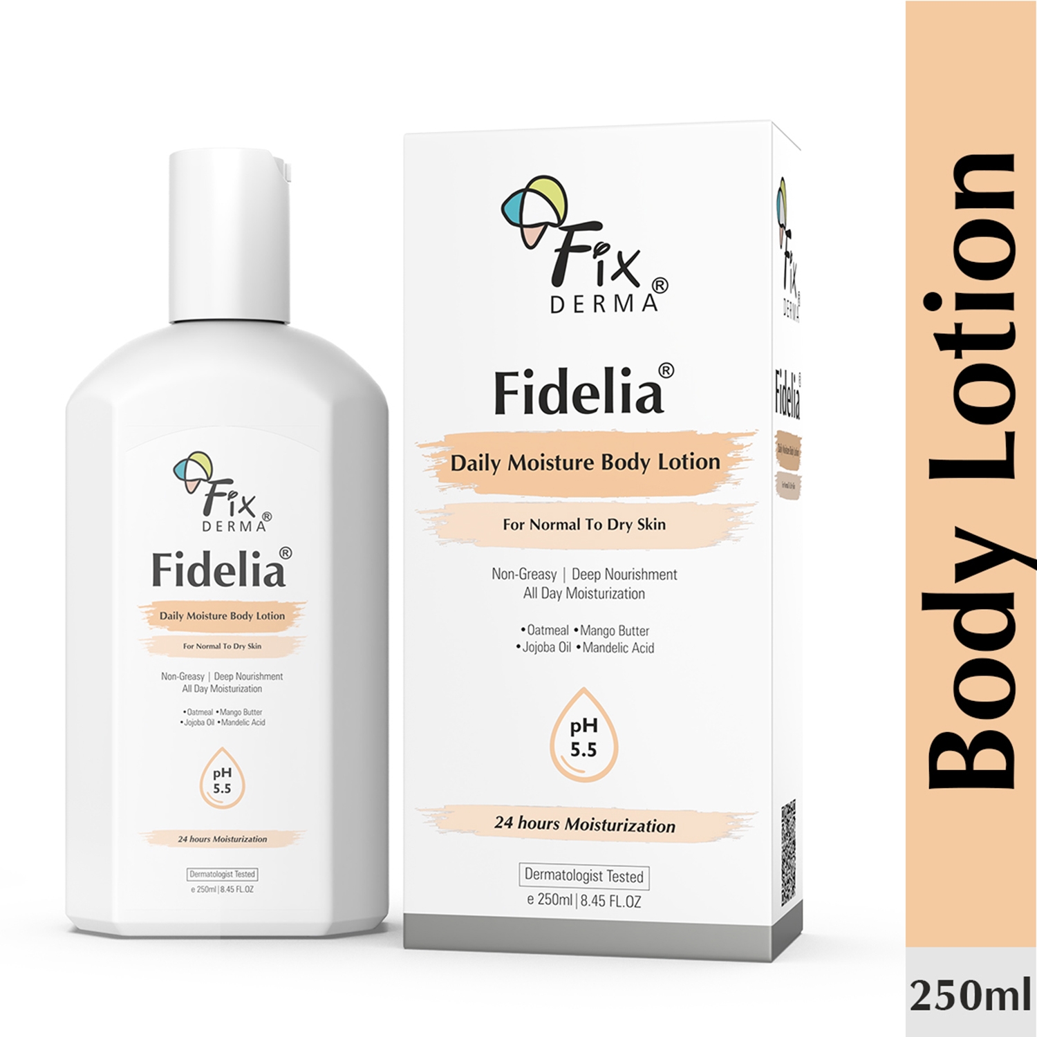 Fixderma | Fixderma Fidelia Daily Moisturizing Body Lotion for Dry Skin with Jojoba Oil & Oatmeal (250ml)