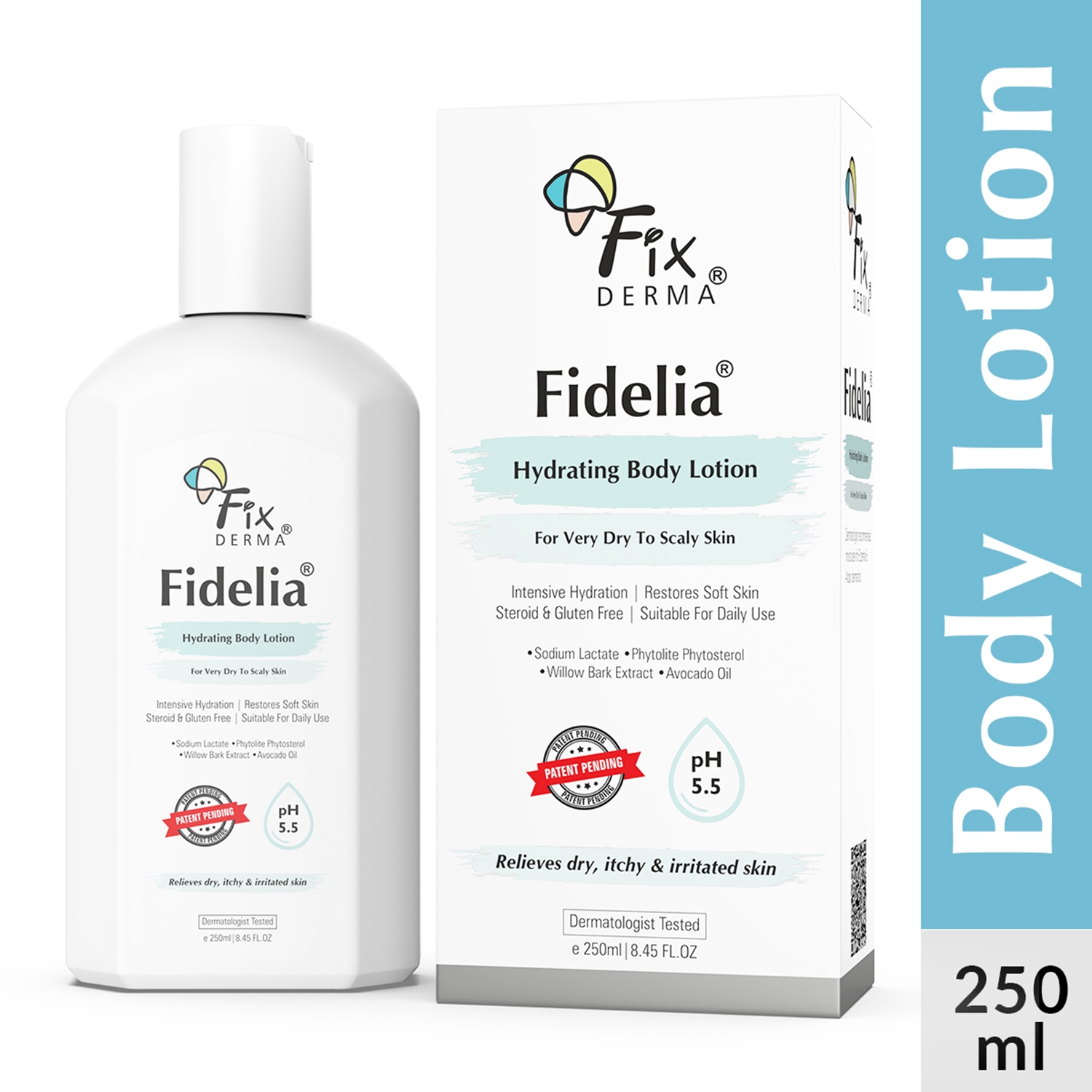 Fixderma Fidelia Hydrating Body Lotion for Very Dry To Scaly Skin with Avocado Oil (250ml)
