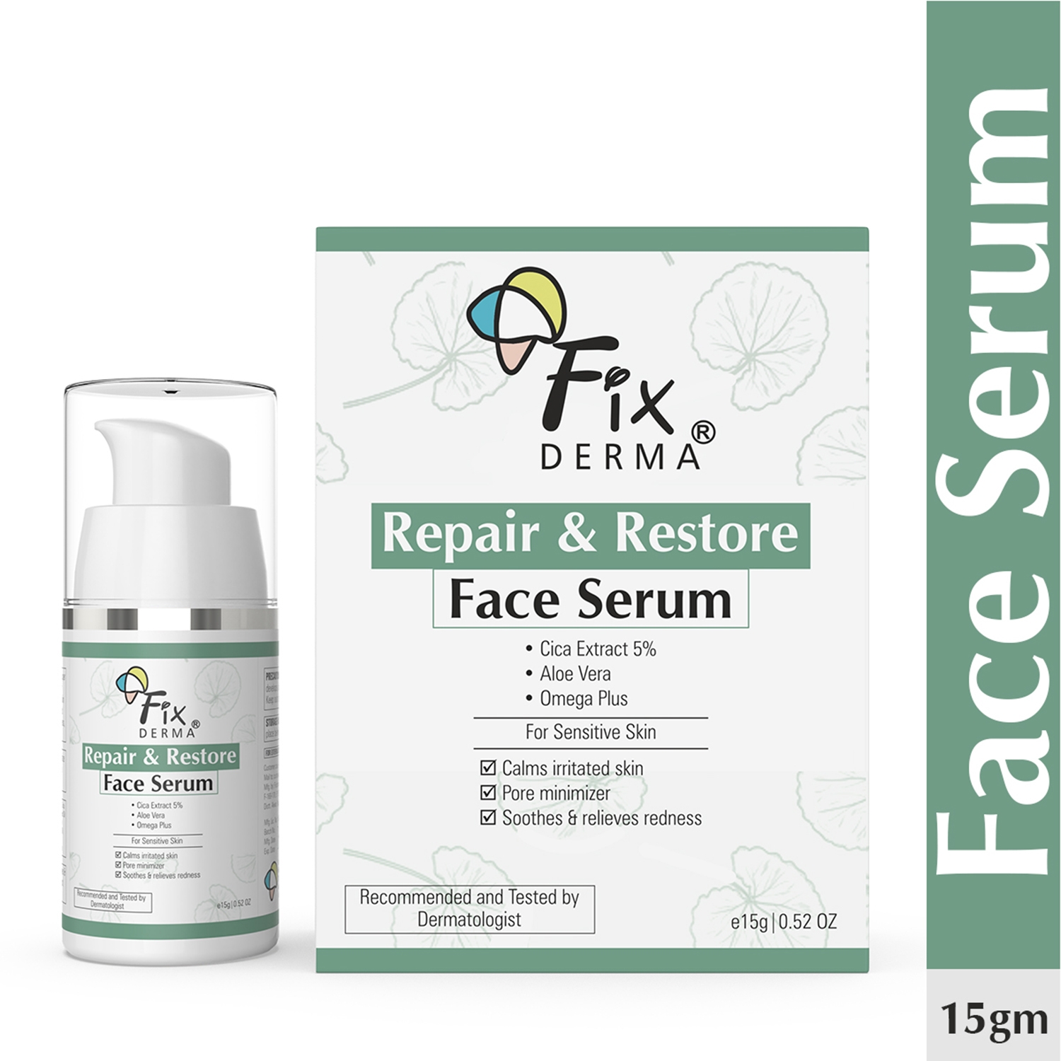 Fixderma | Fixderma 5% Cica Extract & Aloevera Face Serum Repair & Restore Glow Face Serum (15g)