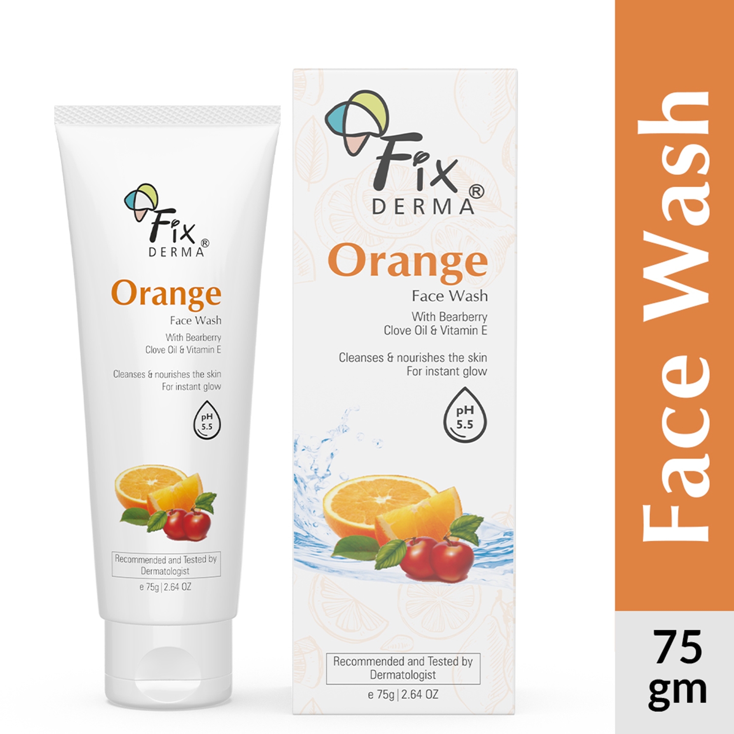 Fixderma | Fixderma Orange Facewash with Vitamin E & Bearberry for Tan Removal (75g)