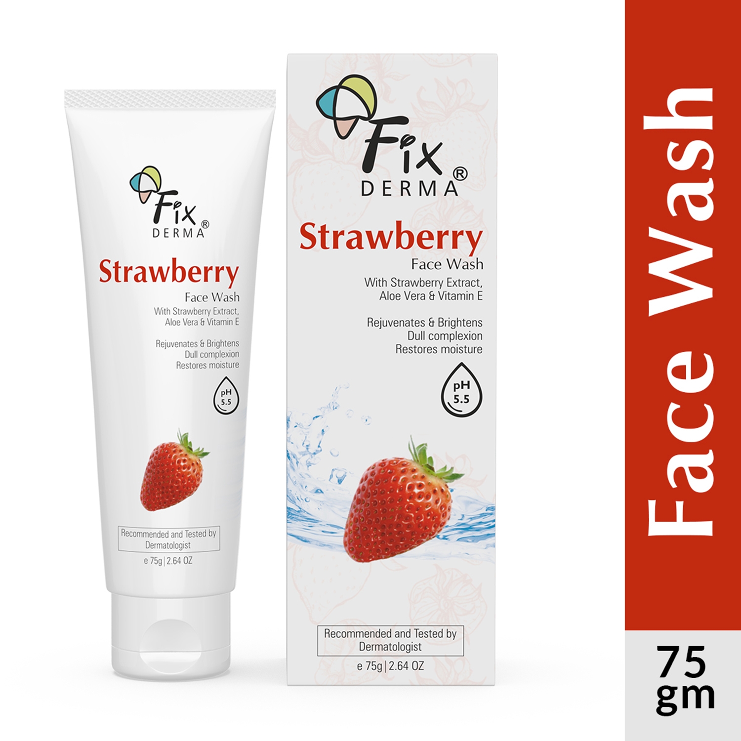 Fixderma | Fixderma Strawberry Facewash with 0.2% Vitamin E & Strawberry Extract (75g)