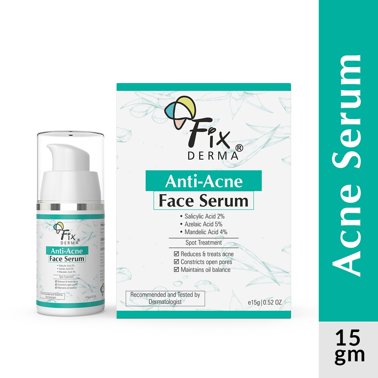Fixderma | Fixderma 2% Salicylic Acid with 5% Azelaic Acid & 4% Mandelic Acid & Anti Acne Face Serum (15g)