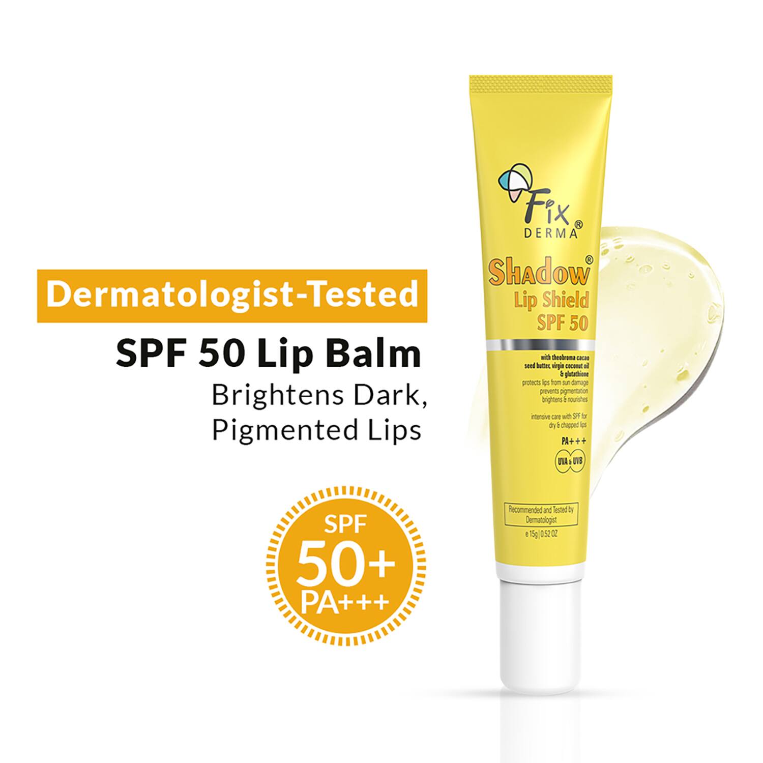 Fixderma | Fixderma Shadow SPF 50 Lip Shield,Sunscreen Lip Balm Prevents Pigmentation & Sun Damage,Unflavored (15g)