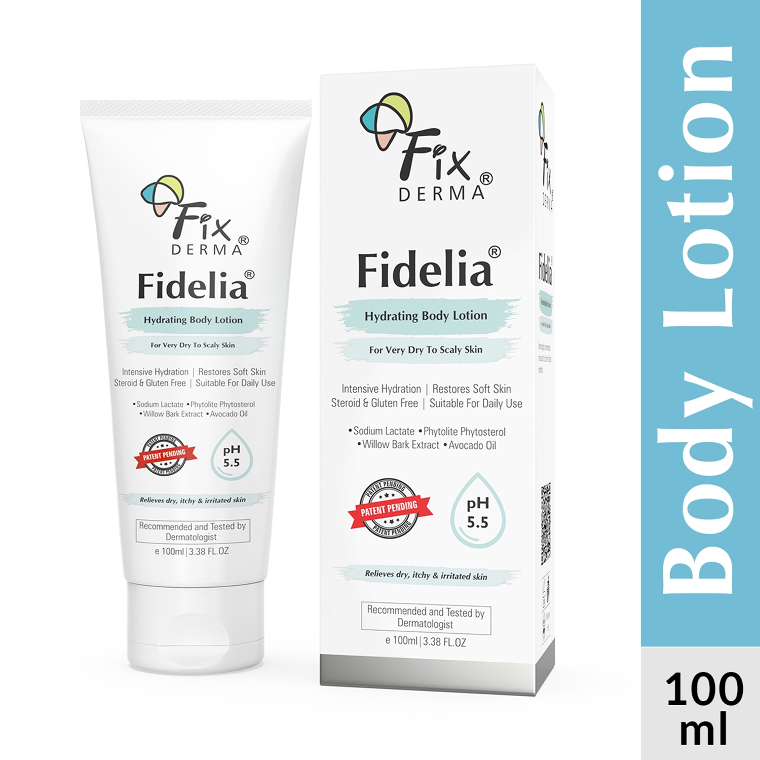 Fixderma Fidelia Hydrating Body Lotion for Very Dry To Scaly Skin with Avocado Oil (100ml)