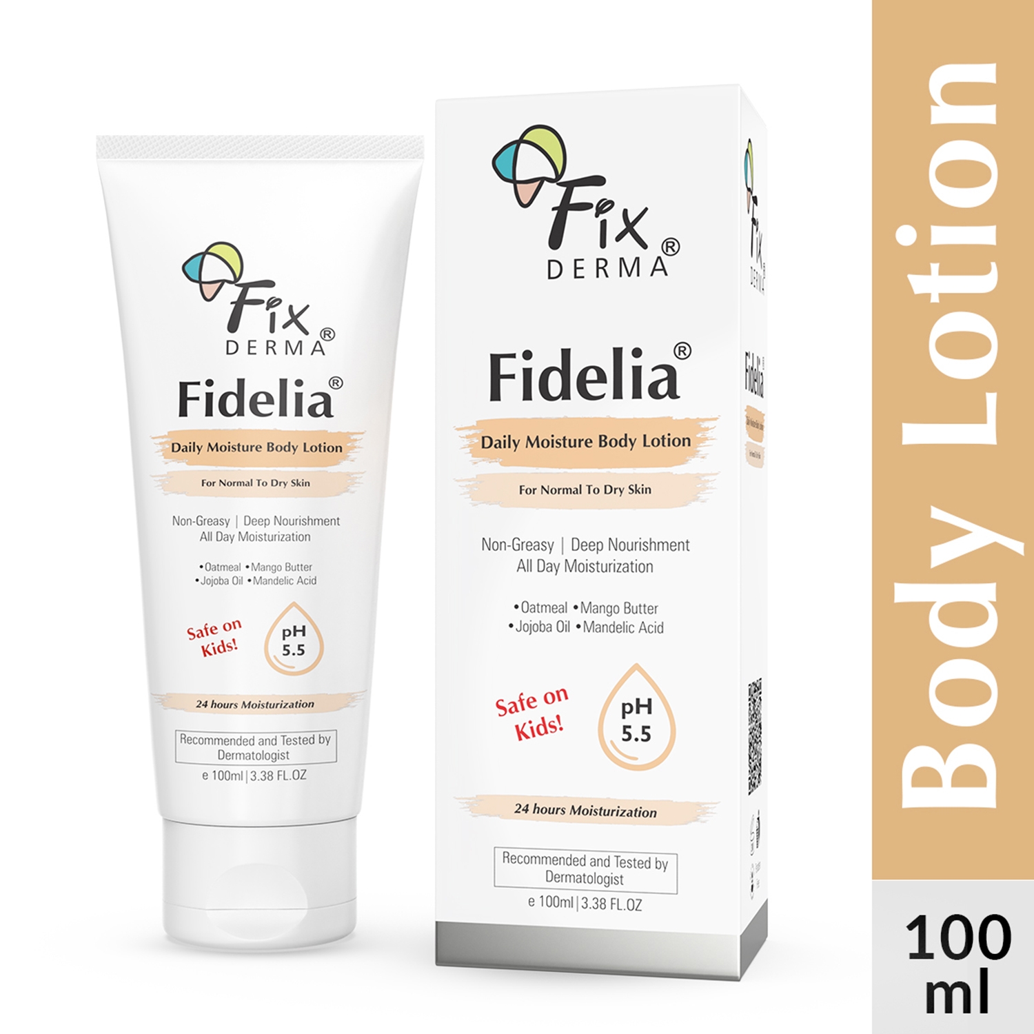 Fixderma | Fixderma Fidelia Daily Moisturizing Body Lotion for Dry Skin with Jojoba Oil & Oatmeal (100ml)