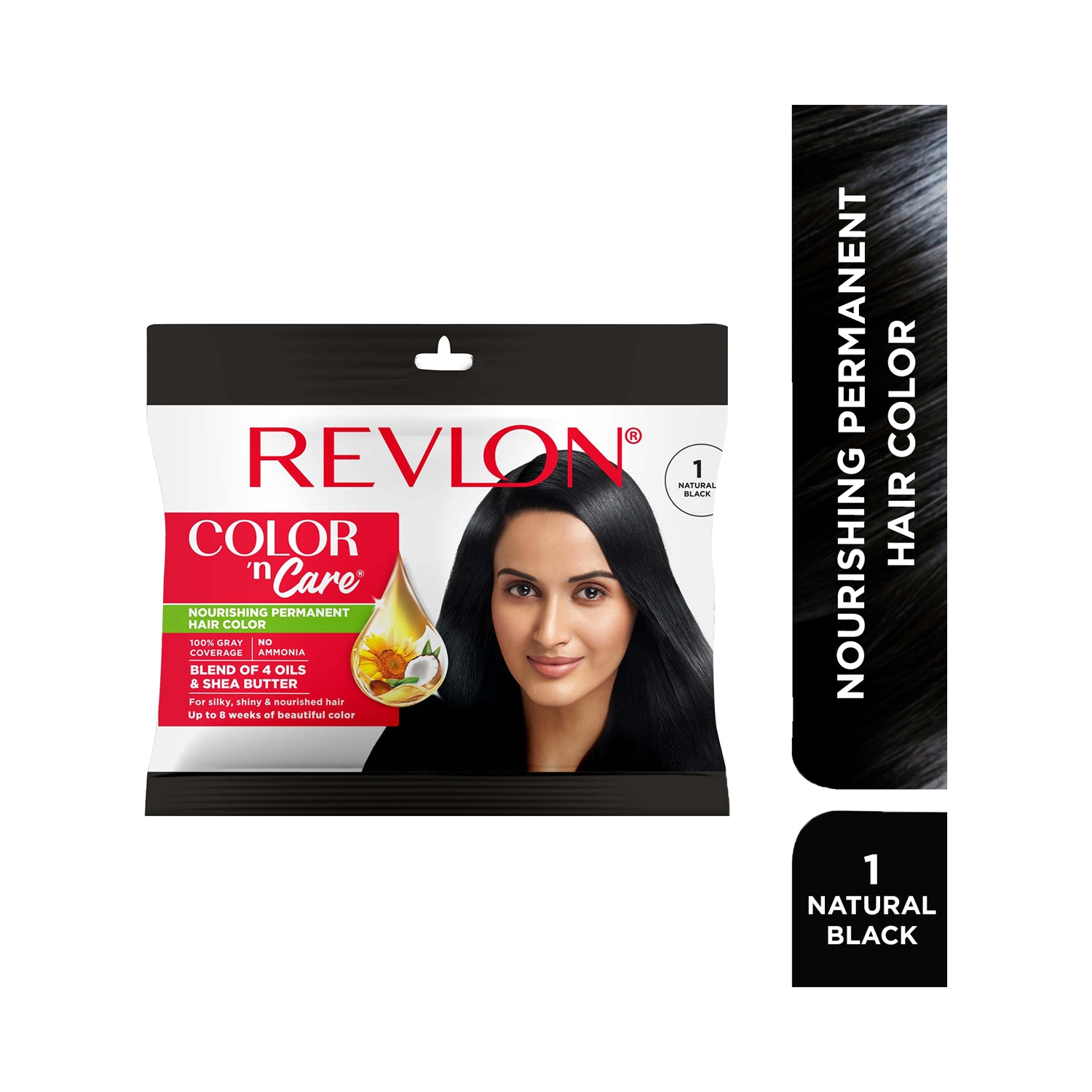 Revlon | Revlon Color N Care Nourishing Permanent Hair Color Sachet - 1 Natural Black (20g+30ml)