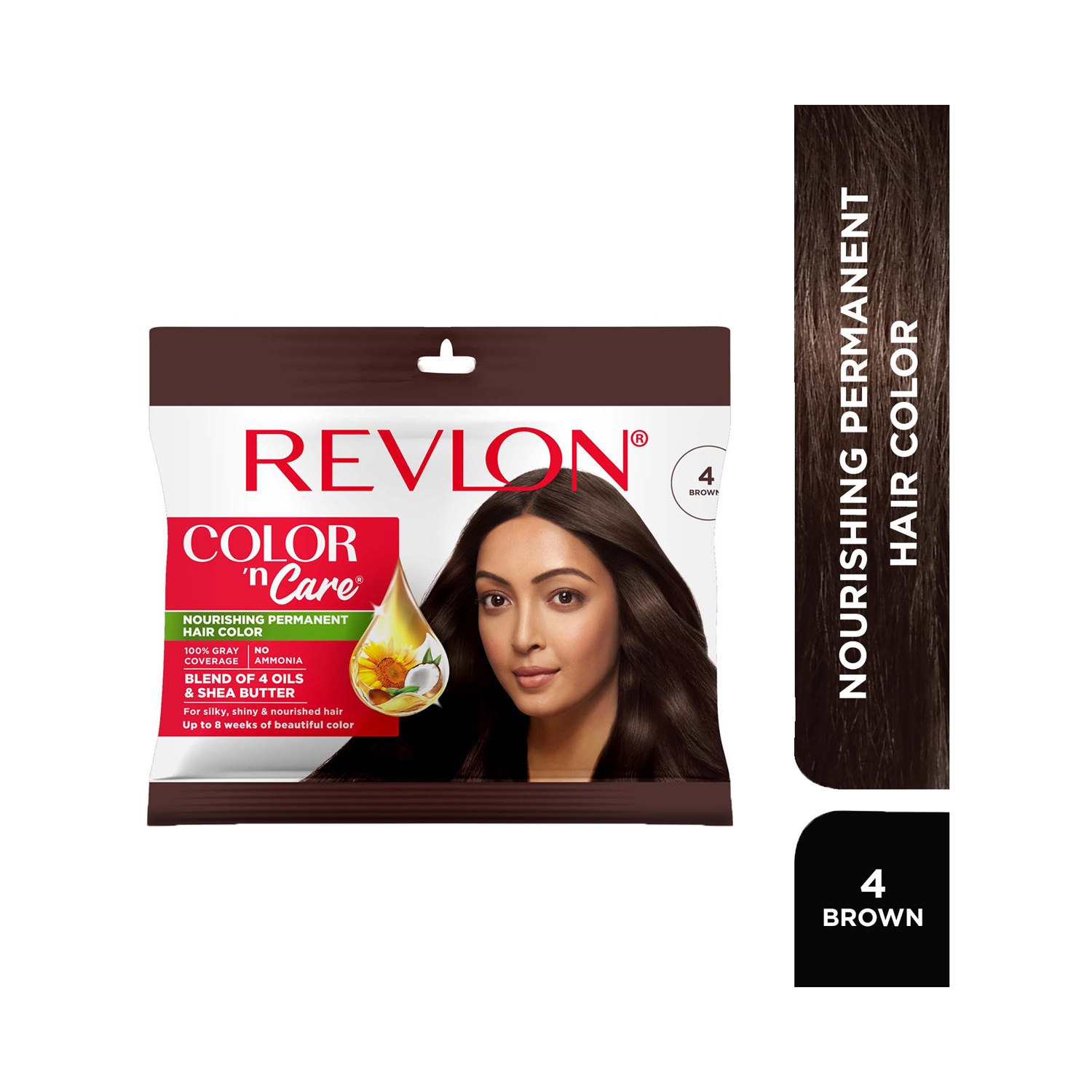 Revlon | Revlon Color N Care Nourishing Permanent Hair Color Sachet - 4 Brown (20g+30ml)