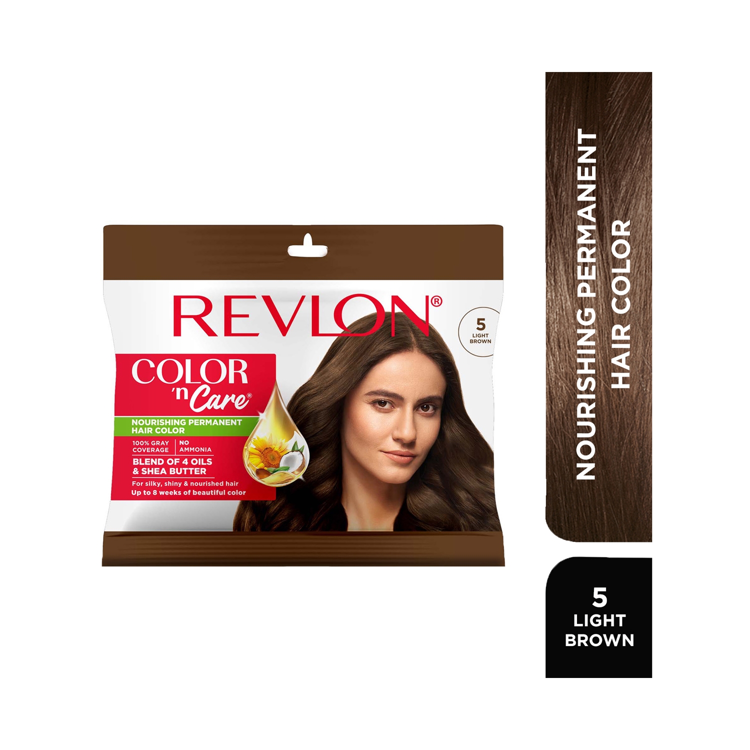 Revlon | Revlon Color N Care Nourishing Permanent Hair Color Sachet - 5 Light Brown (20g+30ml)