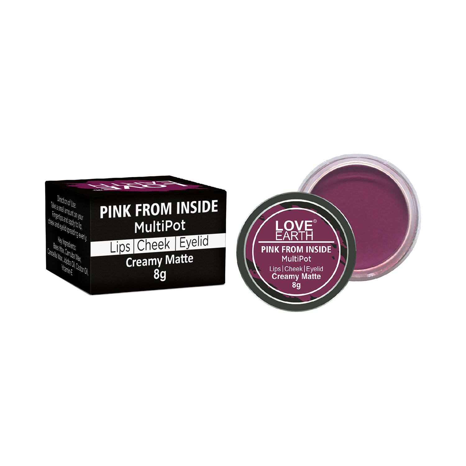 Love Earth | Love Earth Multipot Lips Cheek & Eyelids Tint - Pink From Inside (8g)