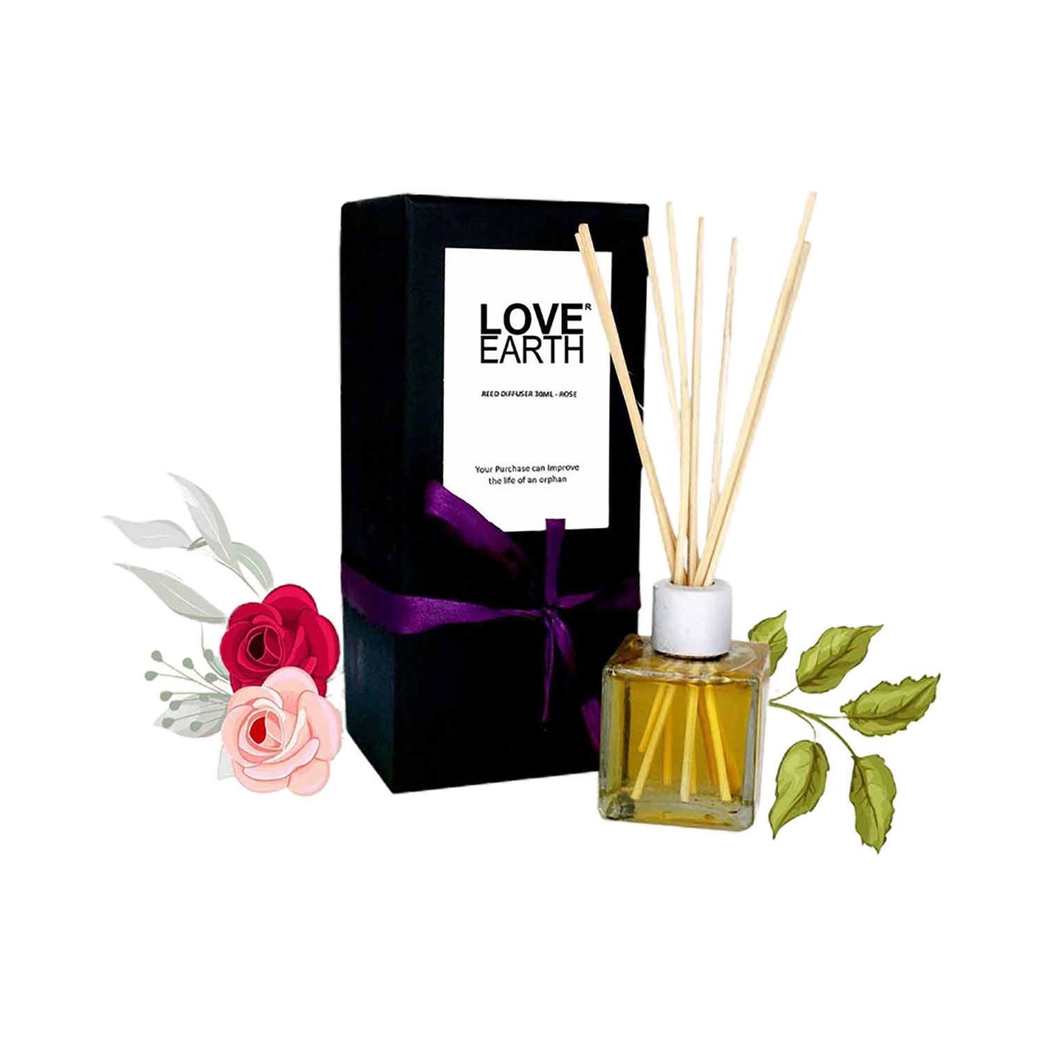 Love Earth | Love Earth Reed Diffuser Rose Fragrance with Rose Extracts (30ml)