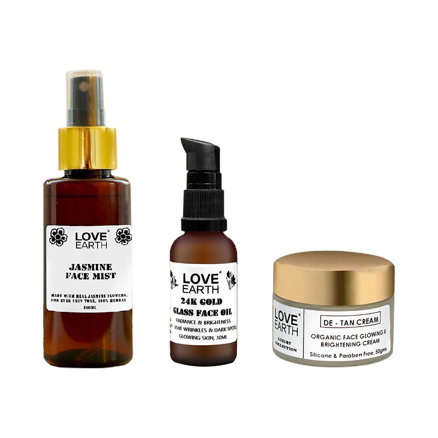 Love Earth | Love Earth Glow Getter Kit Jasmine Face Mist With De-Tan Moisturizing Cream (3pcs)