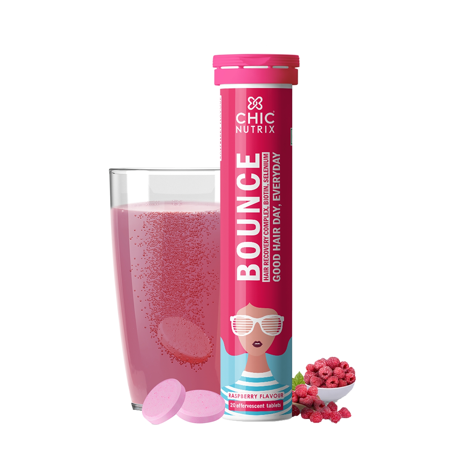 Chicnutrix | Chicnutrix Bounce Biotin For Hair Growth Tablets - Raspberry Flavour (20pcs)