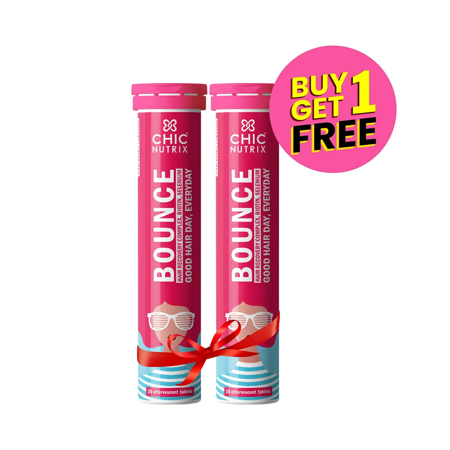 Chicnutrix | Chicnutrix Bounce Biotin For Hair Growth Tablets - Raspberry Flavour (20pcs)