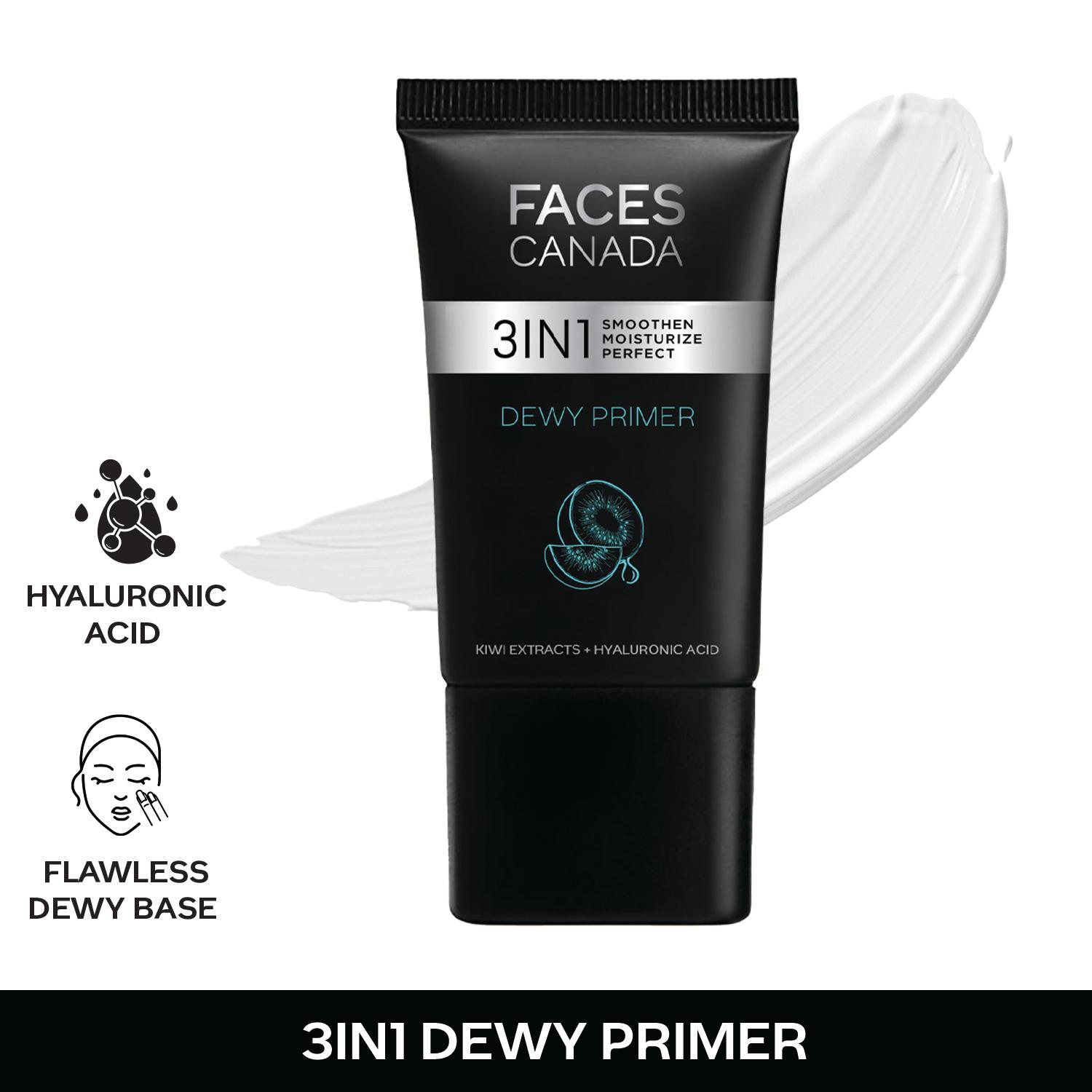 Faces Canada | Faces Canada Dewy Primer, Flawless Dewy Base, Creamy Texture, Hyaluronic Acid, Vitamin C & E (30 g)